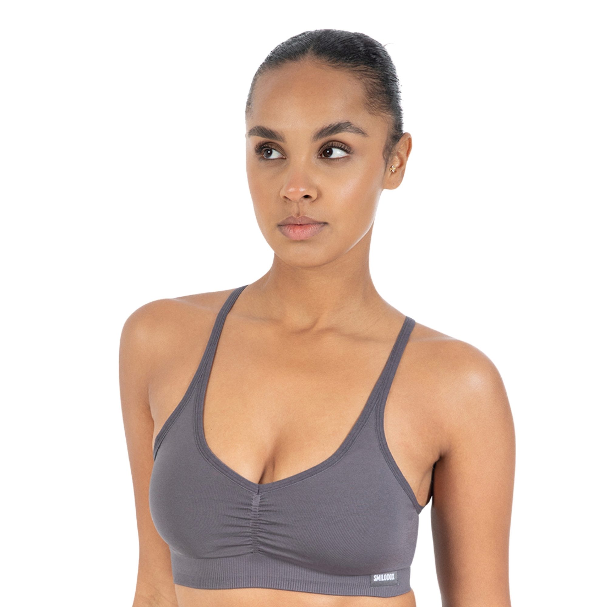 Smilodox Sport-BH Solid Scrunch Icon, Seamless Bra ohne Bügel mit verstellbaren Trägern Blickdichter Bustier Herausnehmbare Cups Shaped Fit Fitness Freizeit