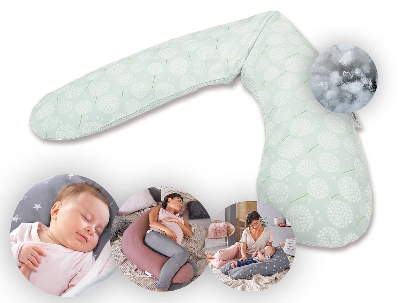 Theraline Stillkissen Das Original 190 cm mit Polyester Hohlfaser