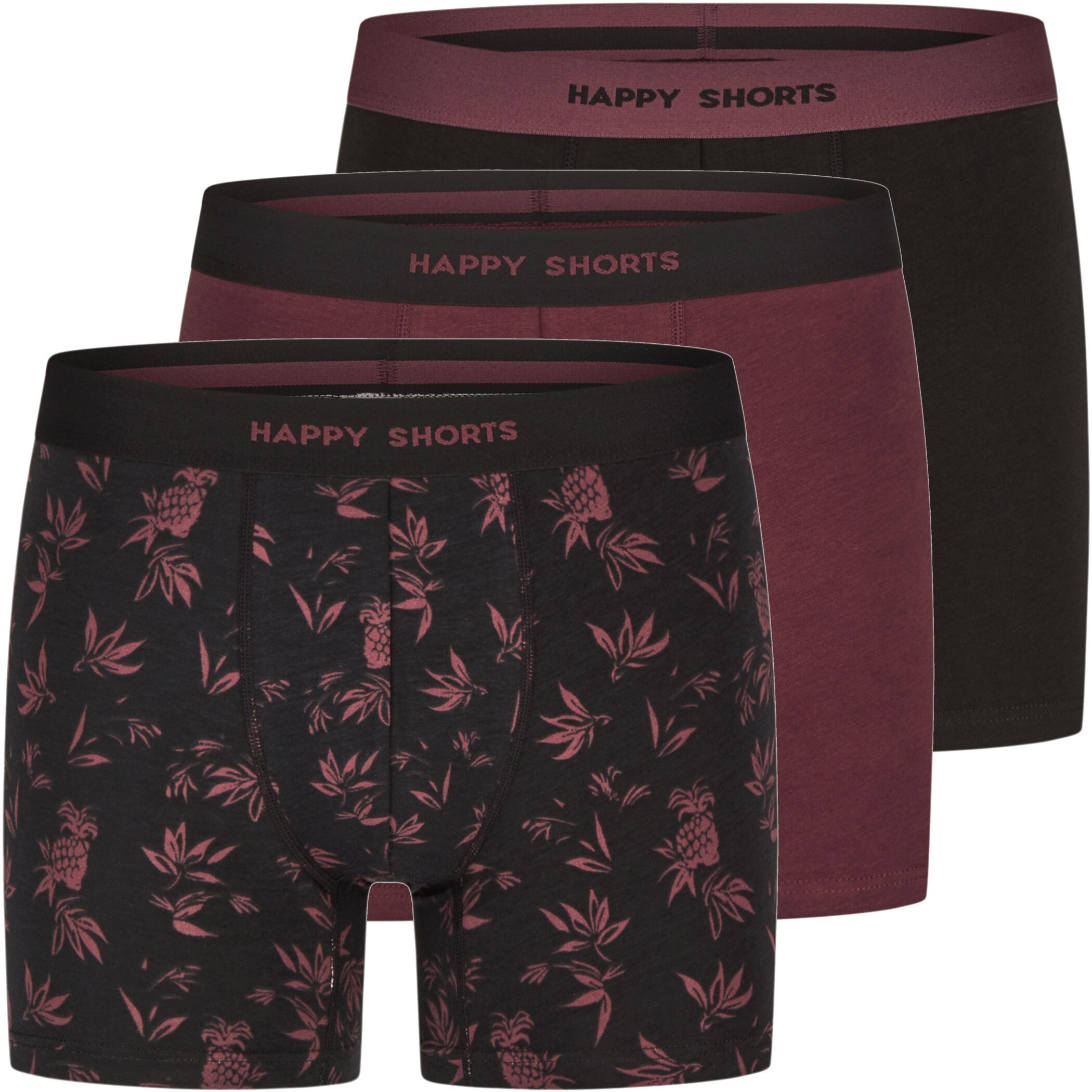 Trunk 3er Pack Happy Shorts Boxershorts Pants Boxer Hawaii rot schwarz