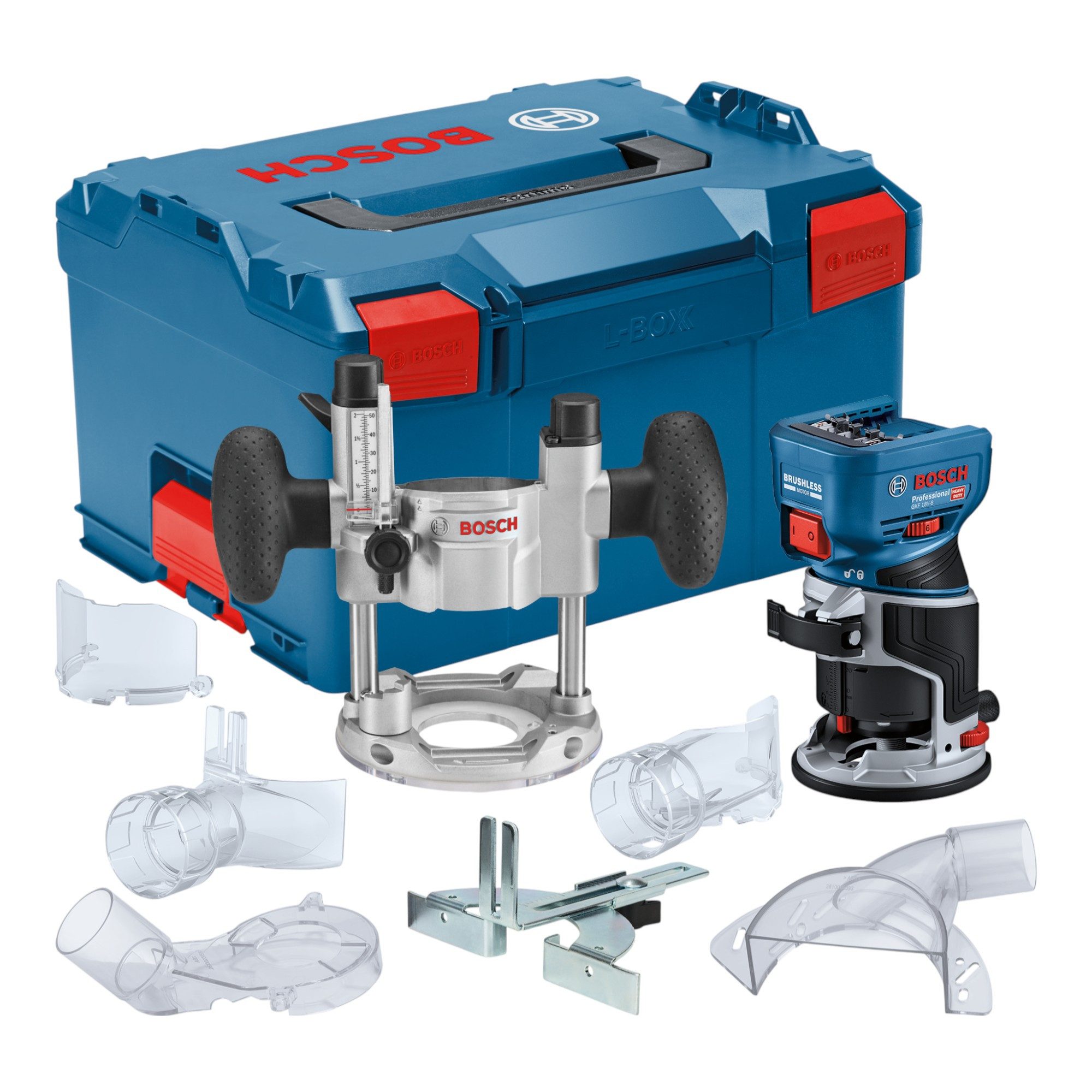 Bosch Professional Oberfräse GKF 18V-8 Professional 18 V 8,0 mm Brushless (06016C2003) + L-Boxx