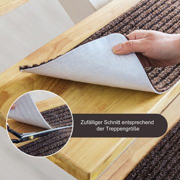 Stufenmatte 15-Tlg Stufenmatten 20 cm X 76 cm, Anti-Rutsch Treppenstufen Matten, CALIYO, Rechteckig, Treppenteppich selbstklebend Rechteckig für Kinder Ältere und Hunde