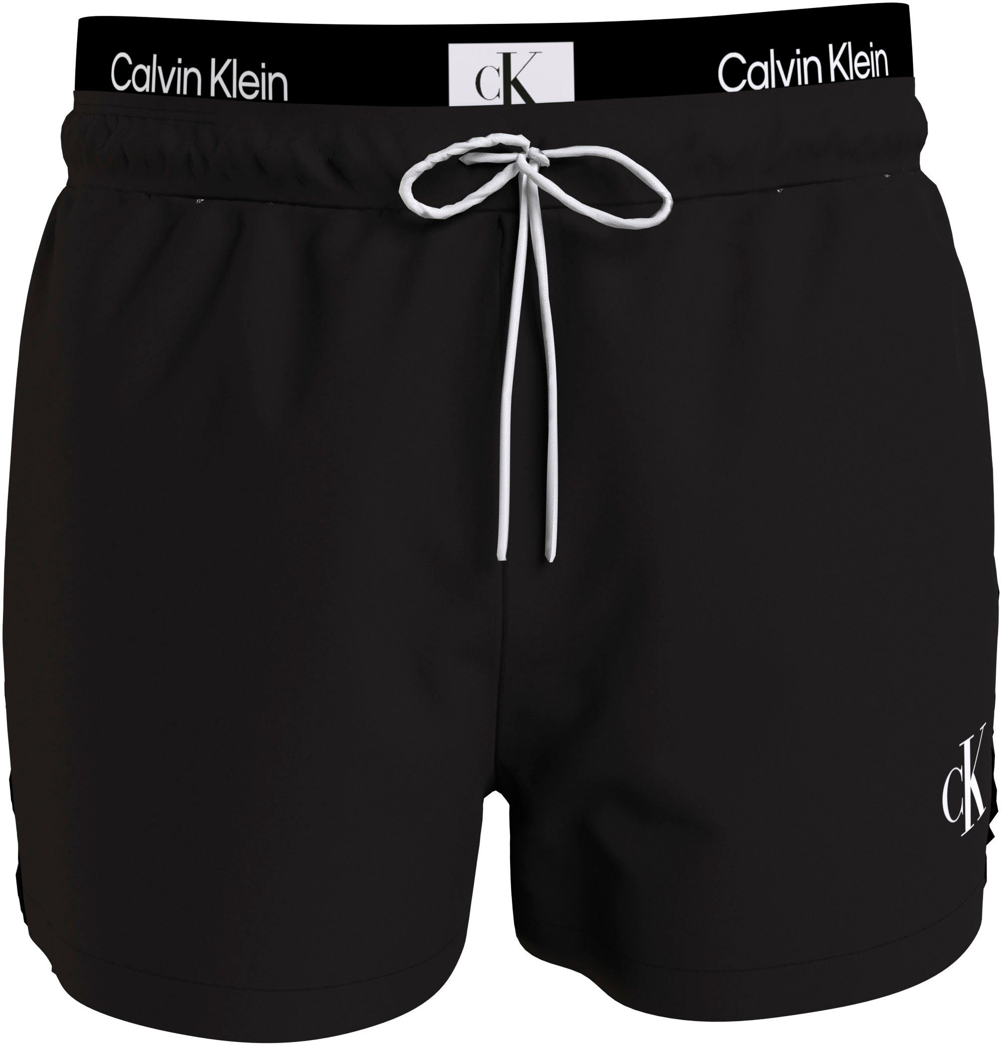 Bund SHORT Badeshorts DOUBLE Klein doppeltem Swimwear WB mit Calvin