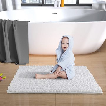 Badematte Superweicher, saugfähiger Badezimmerteppich, wasserdichte DOPWii, rutschfeste Luxus-Chenille-Bodenmatte für Badezimmer,maschinenwaschbar