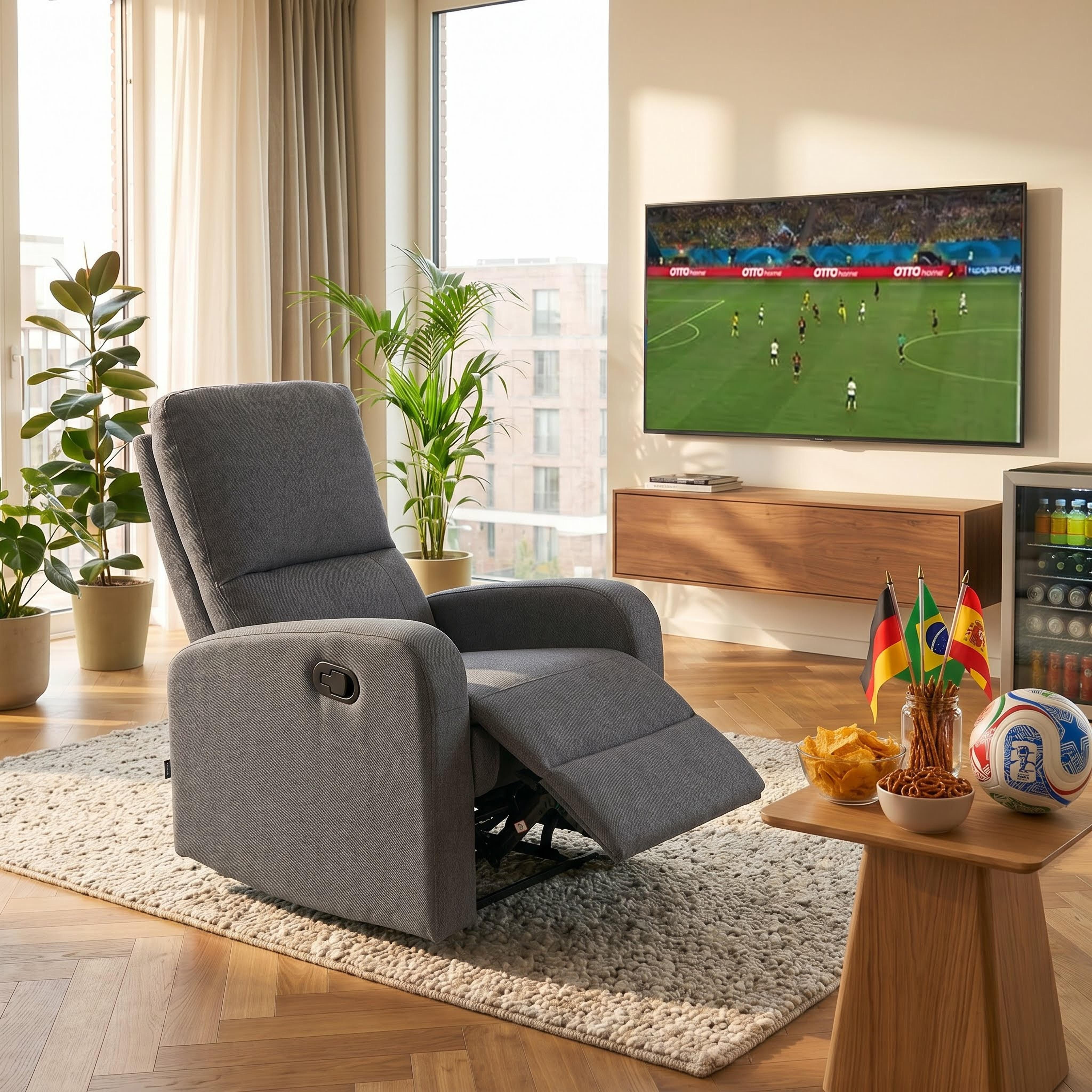 Relaxsessel TOURNAY, TV-Sessel mit Recliner - und Liegefunktion, Webstoff