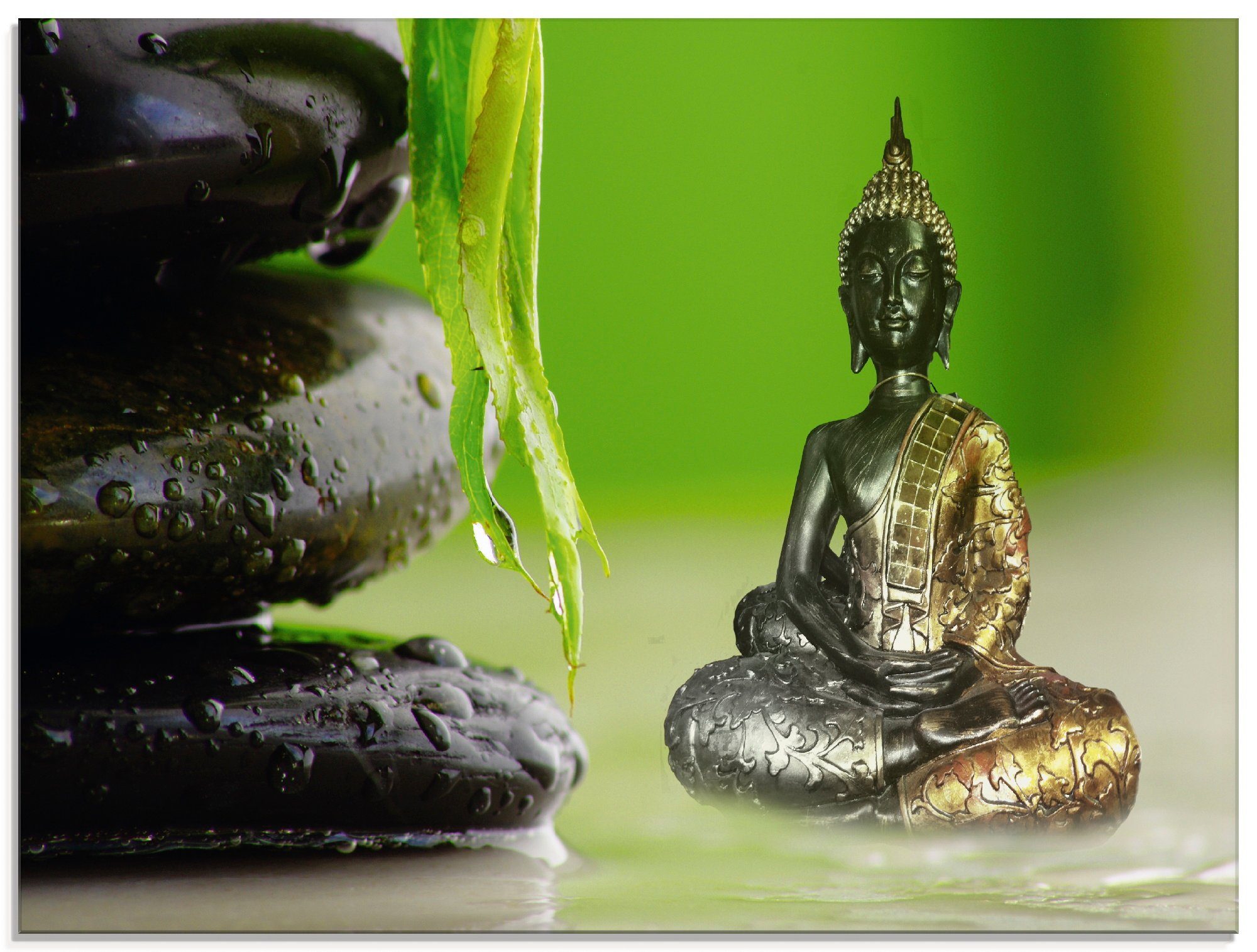 Artland Glasbild »Buddha und Steine«, Religion (1 St)
