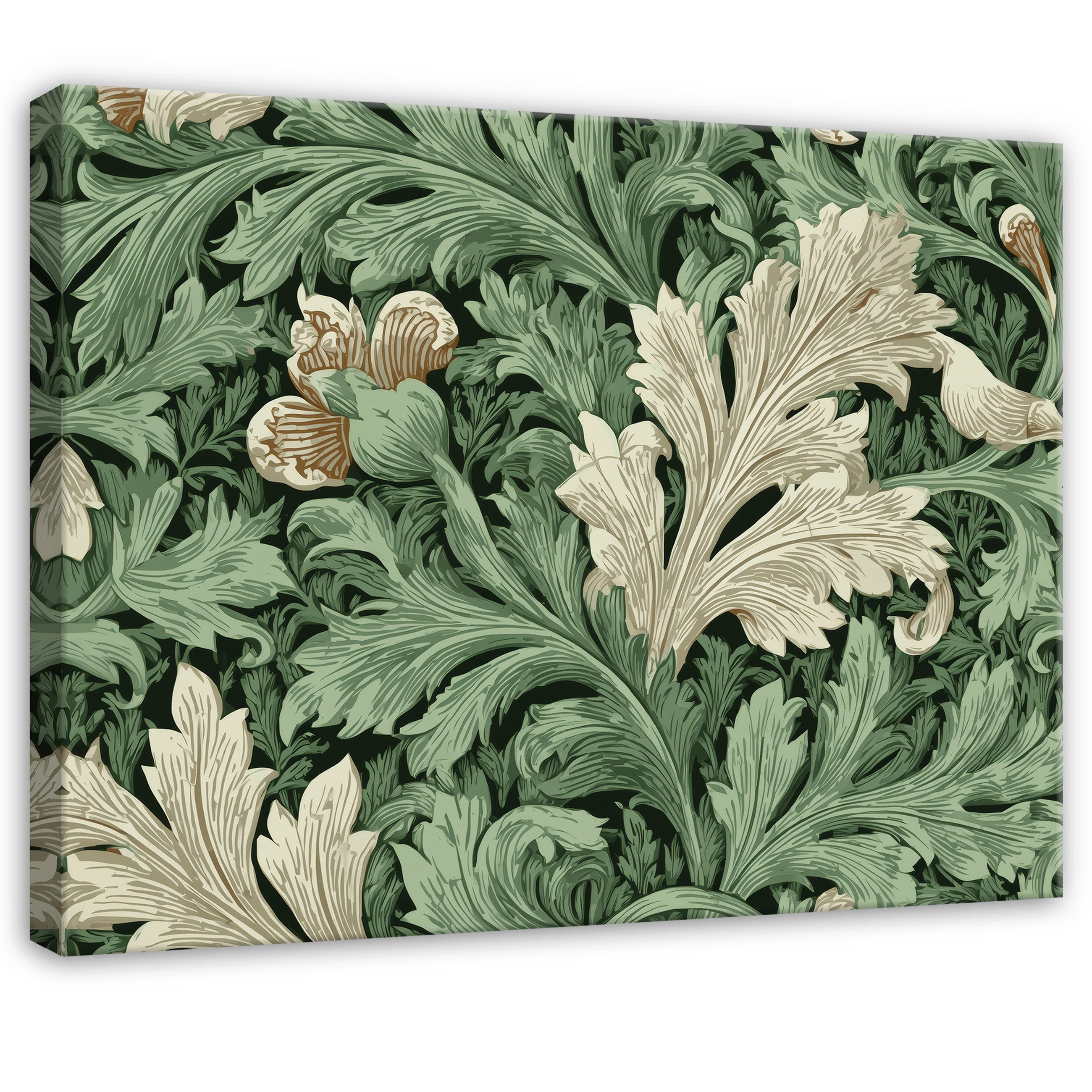 Wallarena Leinwandbild Blätter Grün Natur Modern Wandbilder Wand Deko XXL Bilder, Blätter (groß Bilder Wohnzimmer Schlafzimmer Einteilig, 1 St), Wandbild XXL Blätter Grün Wohnzimmer Schlafzimmer Küche Flur 120x80