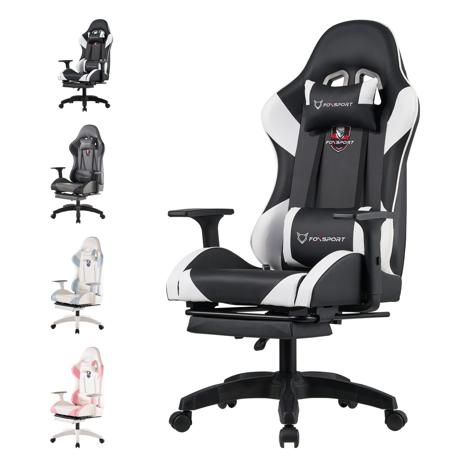 Gaming-Stuhl inkl. Rücken- & Nackenkissen, ergonomischer Bürostuhl