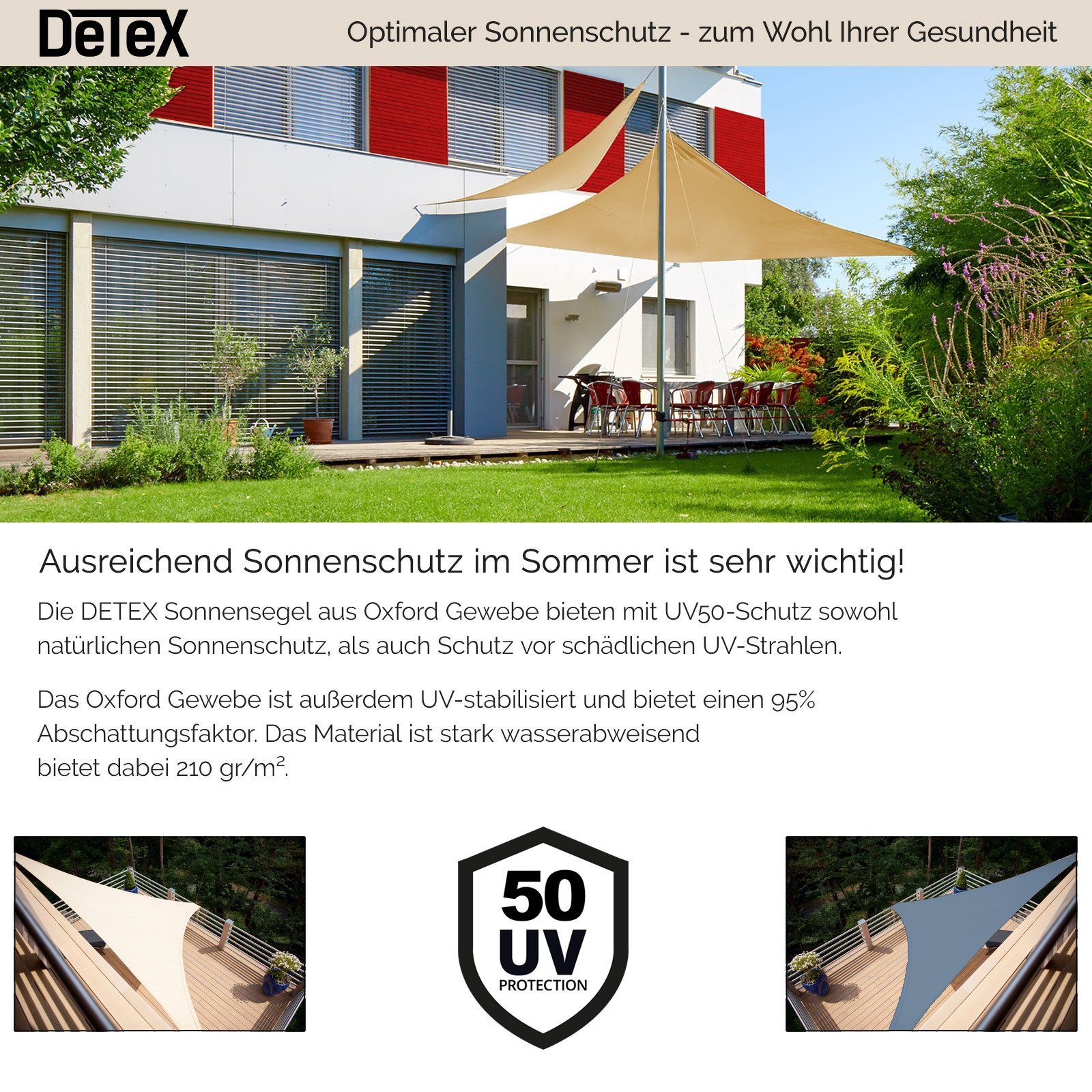 Detex Sonnensegel Oxford, Oxford Wasserdicht Sonnenschutz günstig online kaufen