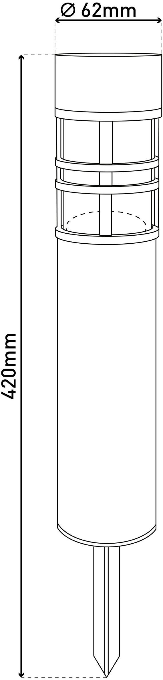 näve LED Solarleuchte Bobby, Ein-/Ausschalter, Tageslichtsensor, Leuchtmittel wechselbar, Warmweiß, 3er Set, Dämmerungssensor, Schiebeschalter, Höhe 42cm, Edelstahl, IP44