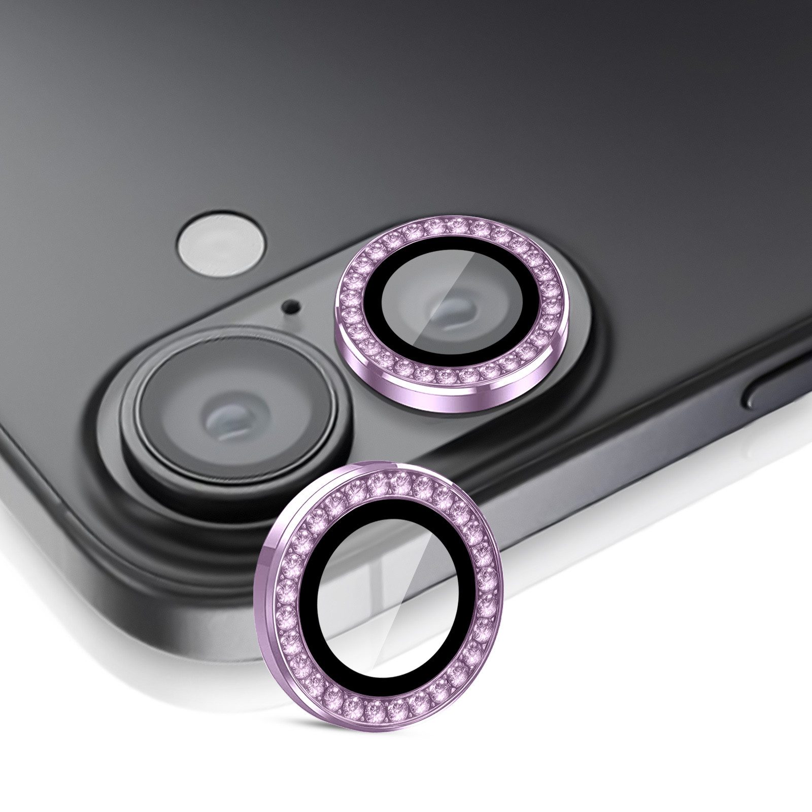 Tec-Expert Kameraschutzglas 9H Kameraglas Set Helles Violett mit Schmuckstein für Apple iPhone 17 für Apple iPhone 17, Linsenschutzglas Set, 1 Stück, Kameraschutz, Schutzglas, Linsenschutz, kratz- & stoßfest