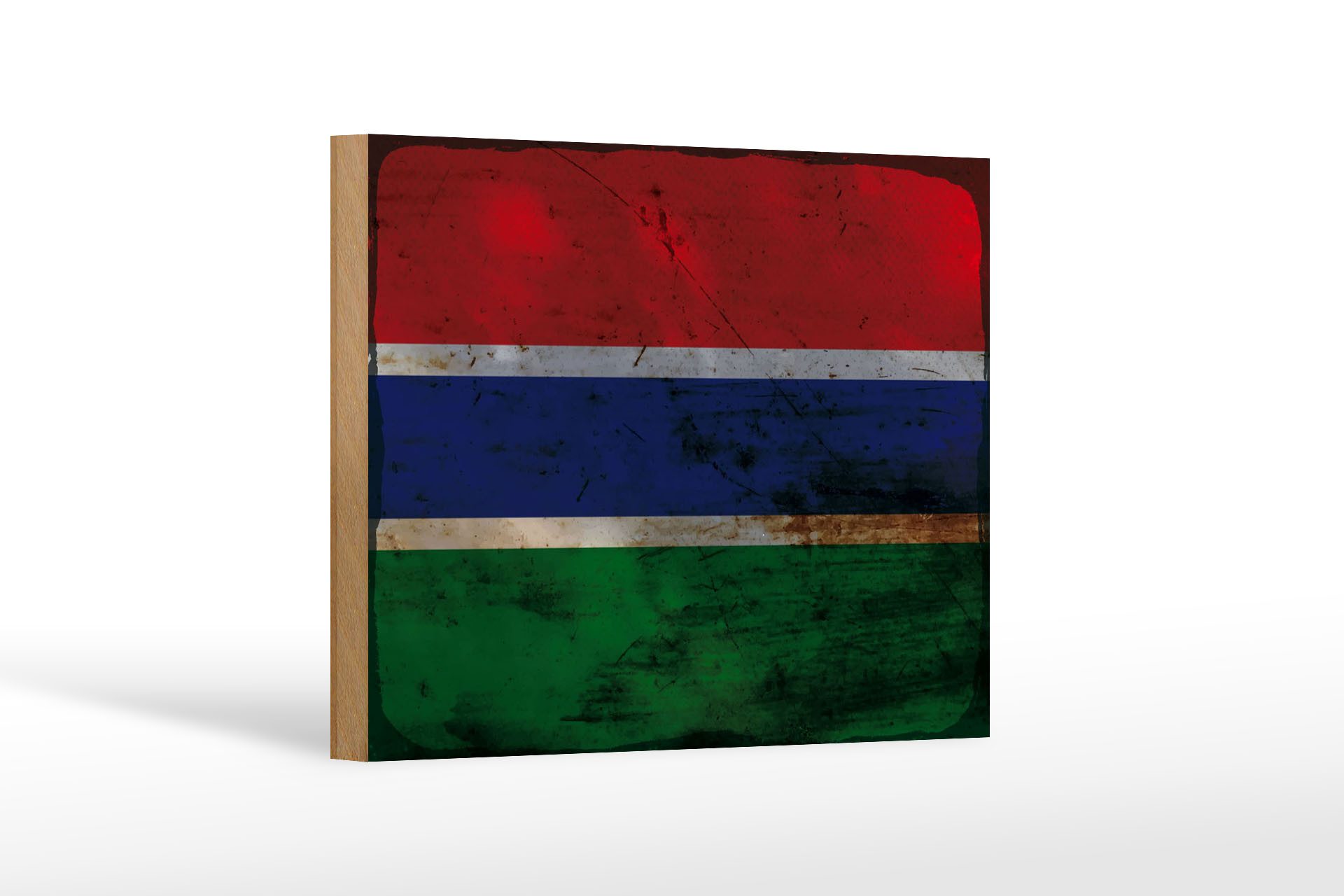 Femer GmbH Holzbild Flagge Gambia 18x12 cm Flag of the Gambia Rost, Flaggen (1 St), Glatte Holzfaserplatte (MDF), vorn beschichtet