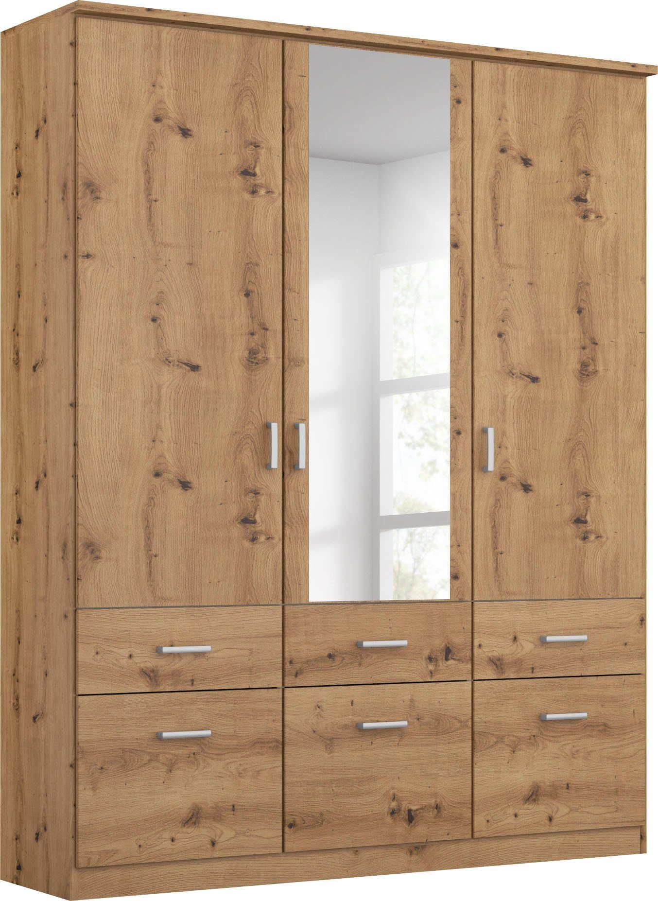 rauch Kleiderschrank Kleiderschrank Schrank Garderobe deckenhoher Schrank BREMEN (optional mit Spiegel, Breiten: 91/136/181 cm, Höhe: 199 cm) in vielen Farbvariationen, inkl. Kranzblende MADE IN GERMANY