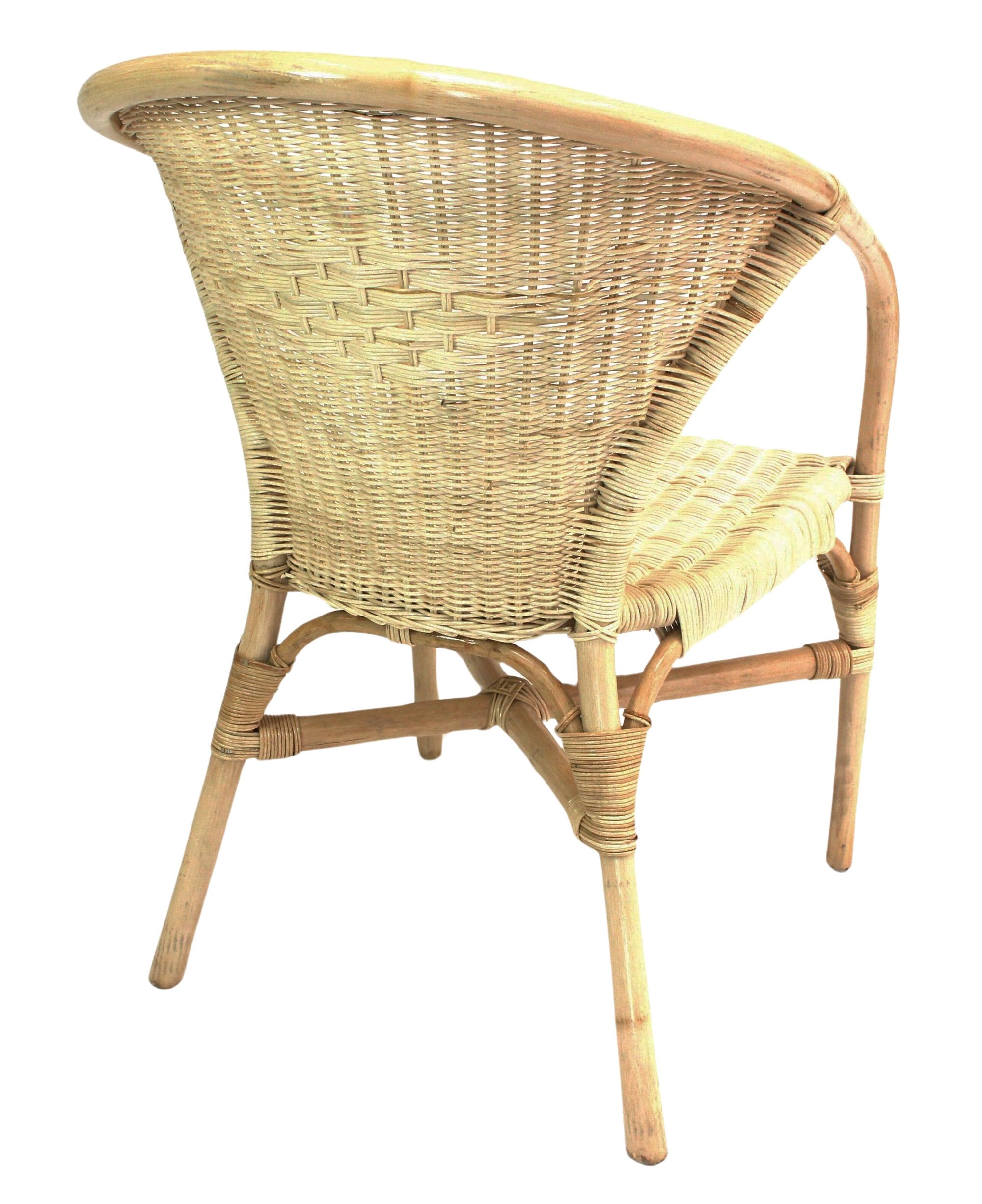 Dekoleidenschaft Rattanstuhl Rattansessel, natur lackiert, 4 verschiedene Modelle, Korbsessel, Balkonmöbel mit Komfort Sitzhöhe, Cocktailsessel, Gartenmöbel