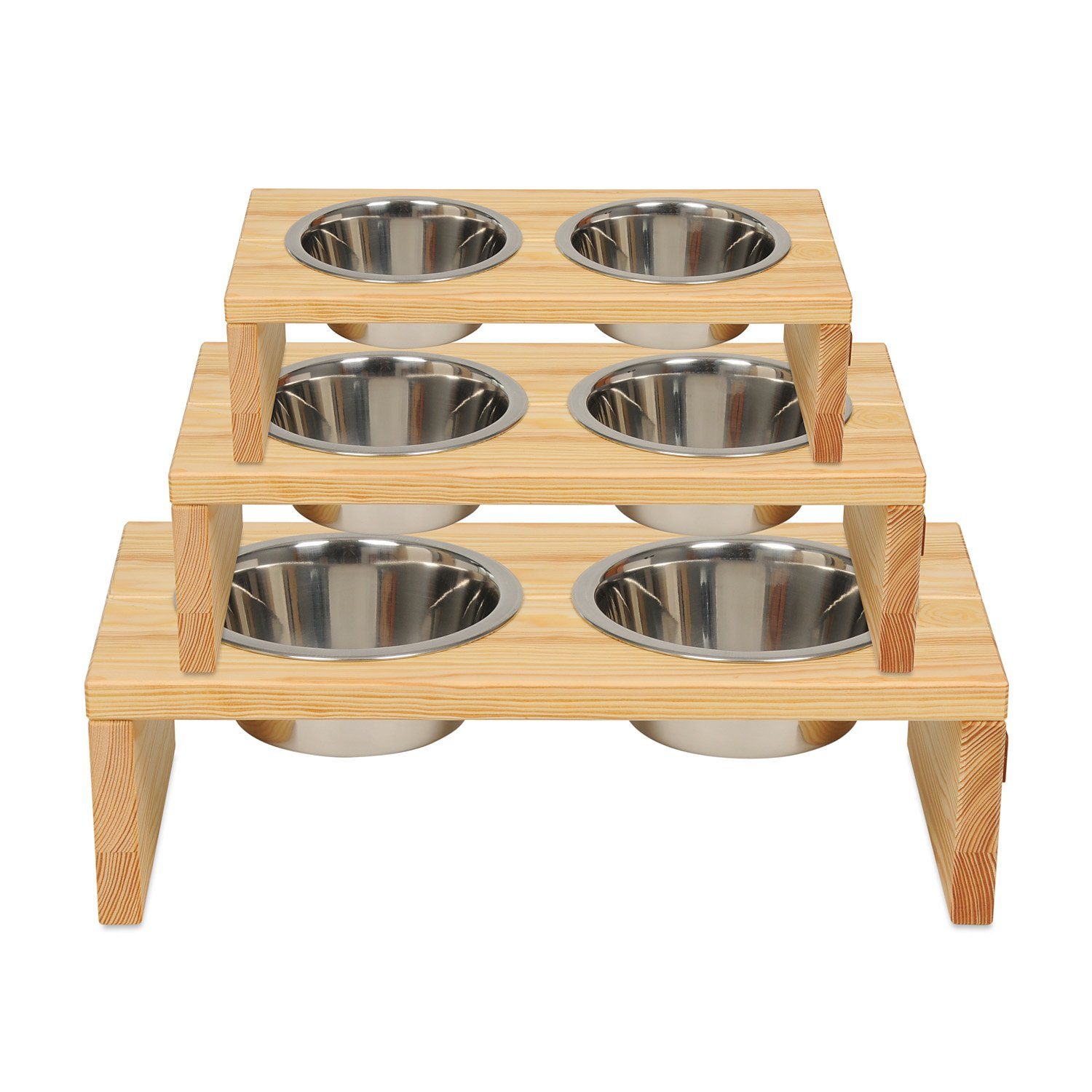 Animood Futterstation Futterstation Hundenapfständer Gloria naturbelassen M 42x22x12 cm, Edelstahl