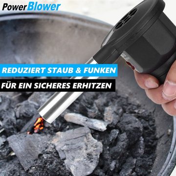 MAVURA Blasebalg POWERBLOWER Grillgebläse elektrischer Blasebalg Grillfön Grill (Kamin Gebläse Fön Luftgebläse), Batterie BBQ Ventilator Grillanzünder Grillfächer Handgebläse