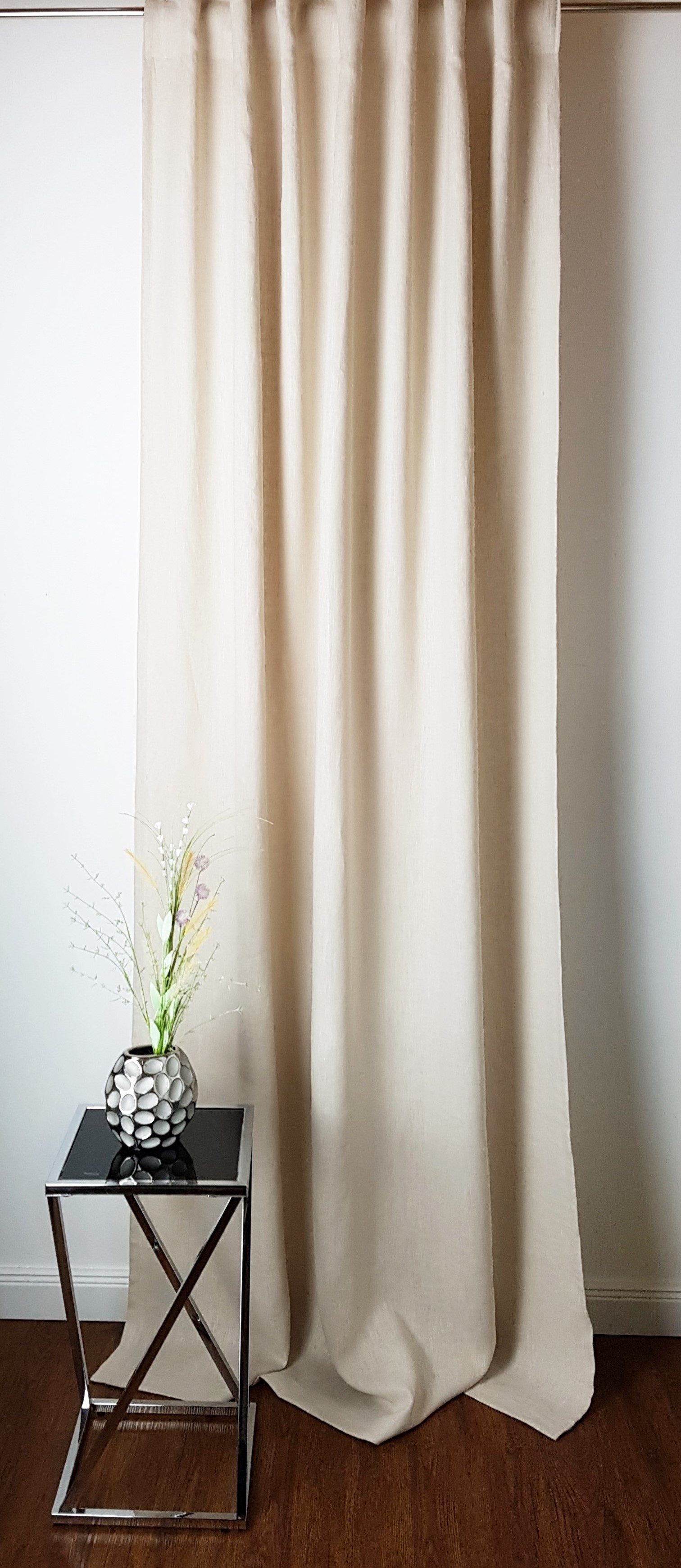 Vorhang Leinenvorhang XXL bis 350 cm lang BEIGE Kräuselband 100% Natur, novumfix, Kräuselband, 100% Leinen, Naturfaser