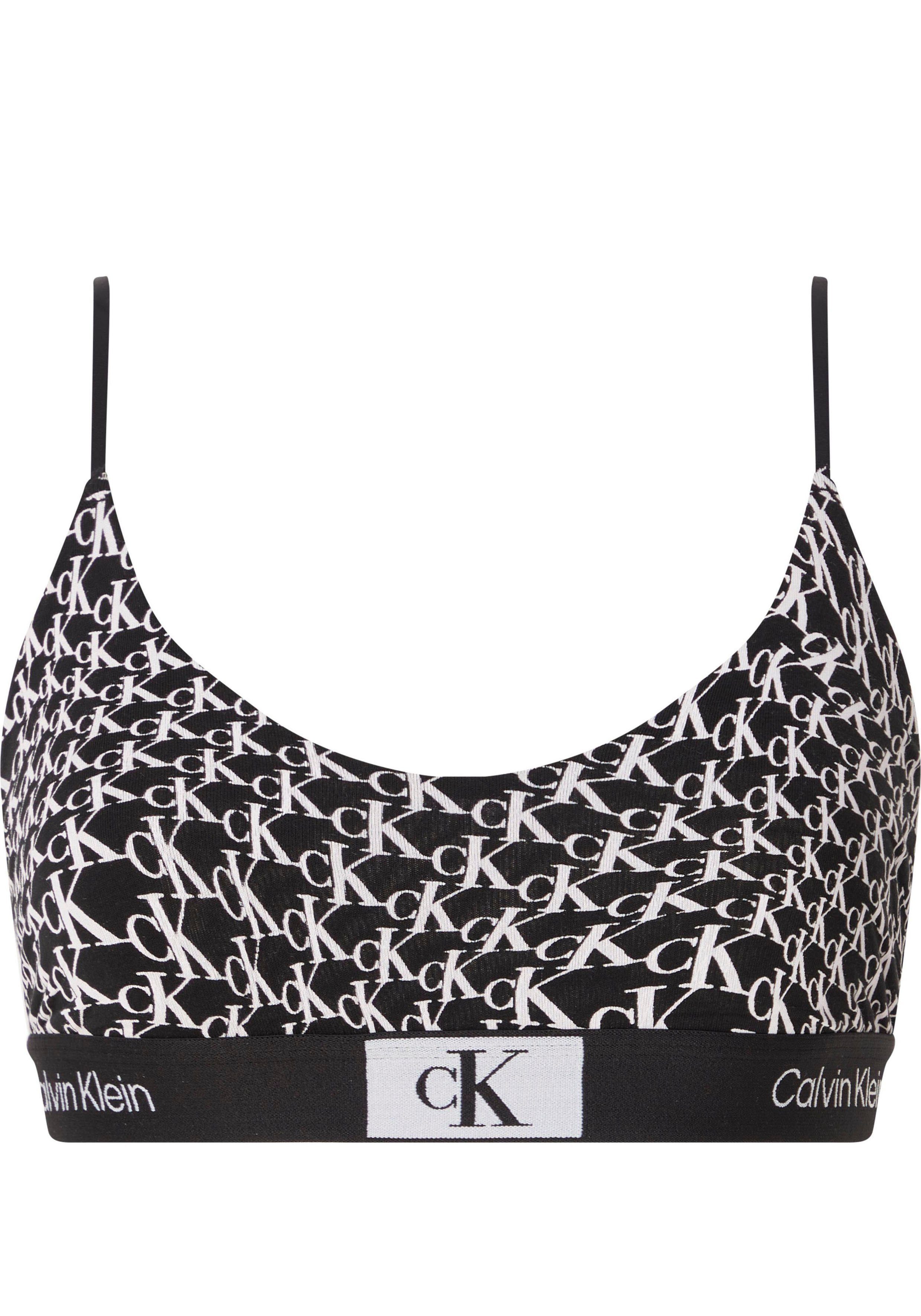 Calvin Klein Underwear Bralette-BH UNLINED BRALETTE mit Alloverprint WARPED-LOGO/BLACK | Bralettes