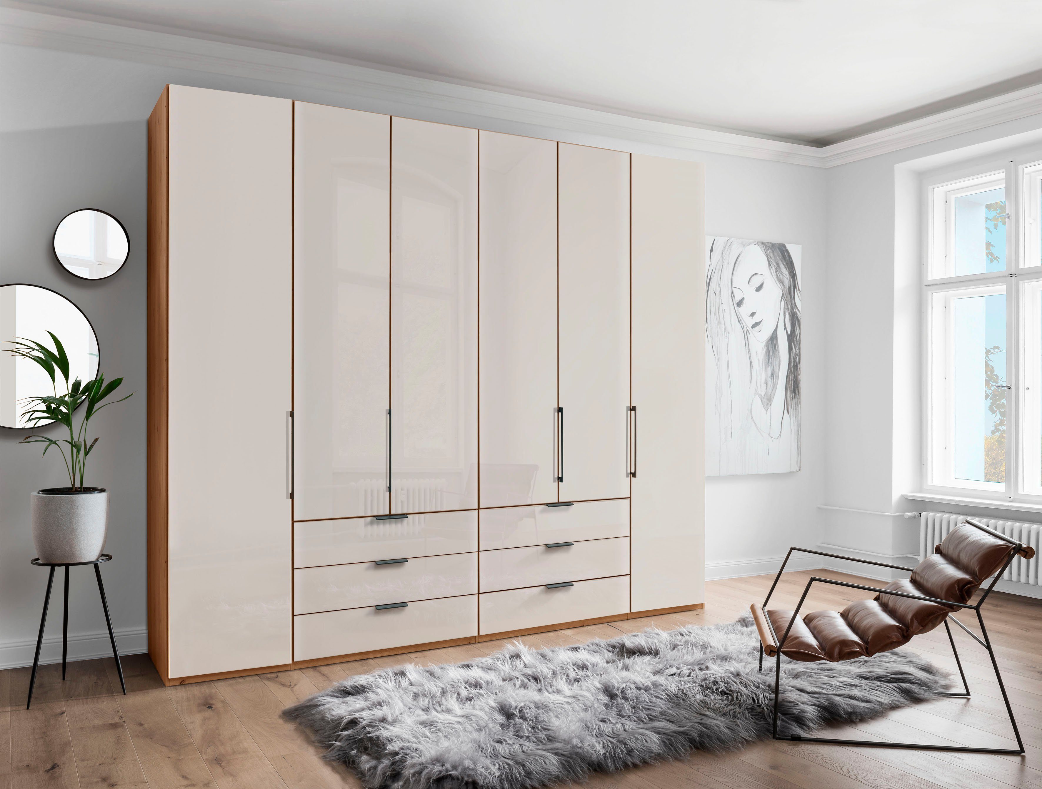 WIEMANN Drehtürenschrank Monaco mit Glasfront sowie hochwertige Beschläge inkl. Dämpfung