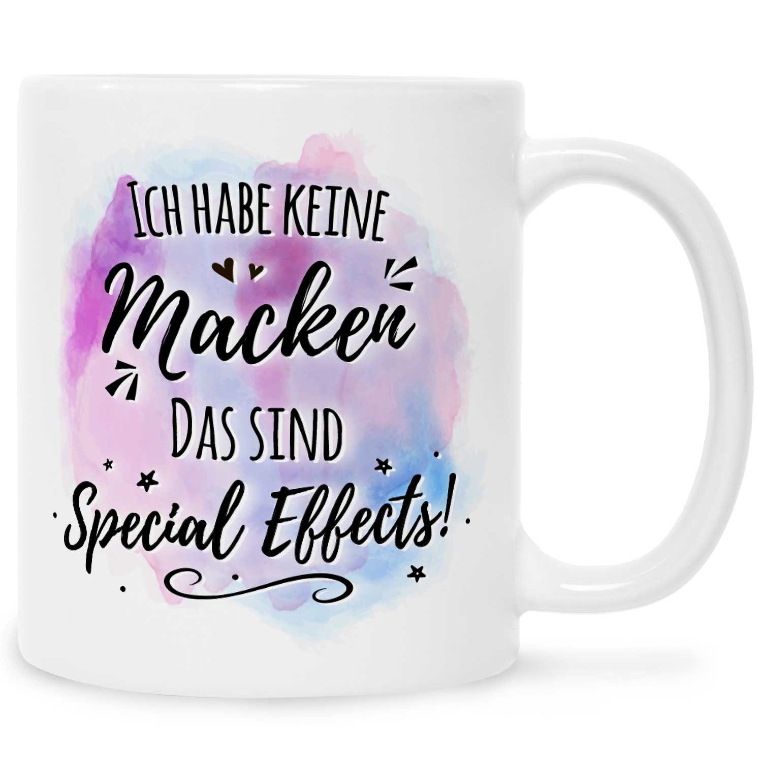 GRAVURZEILE Tasse mit Spruch - Ich habe keine Macken, Keramik, Farbe: Weiß
