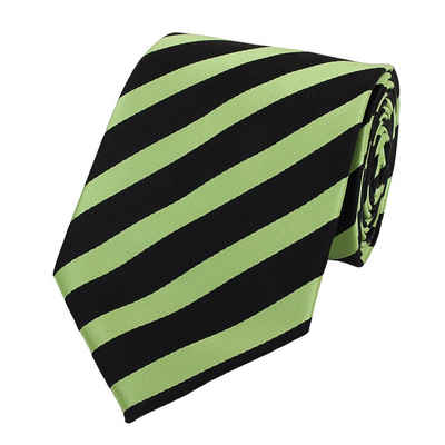 Fabio Farini Krawatte Grüne Herren Krawatten - Schlips mit Farbton Grün in 8cm (ohne Box, Gestreift) Breit (8cm), Grün/Schwarz