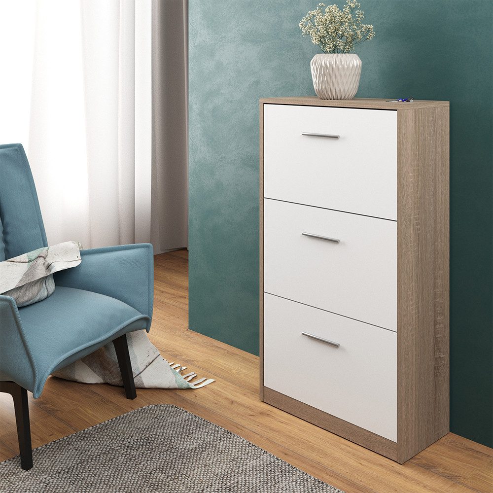 Vicco Schuhkipper Gizmo, Weiß/Sonoma/Sonoma, 59 x 105 cm (1 St)