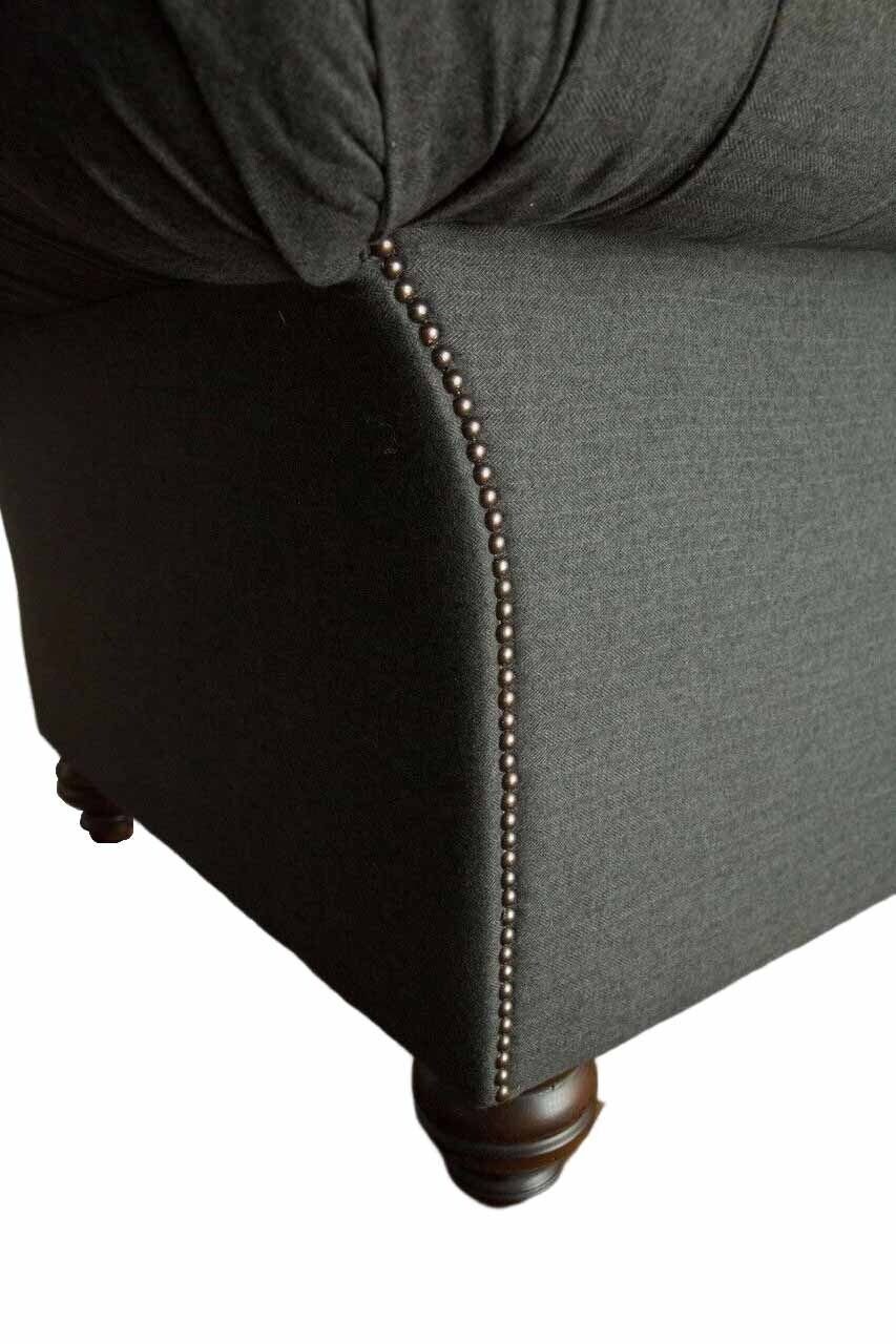 Designer Grauer Neu, Chesterfield JVmoebel Europe Möbel Dreisitzer in Stoff Textil Sofa Made