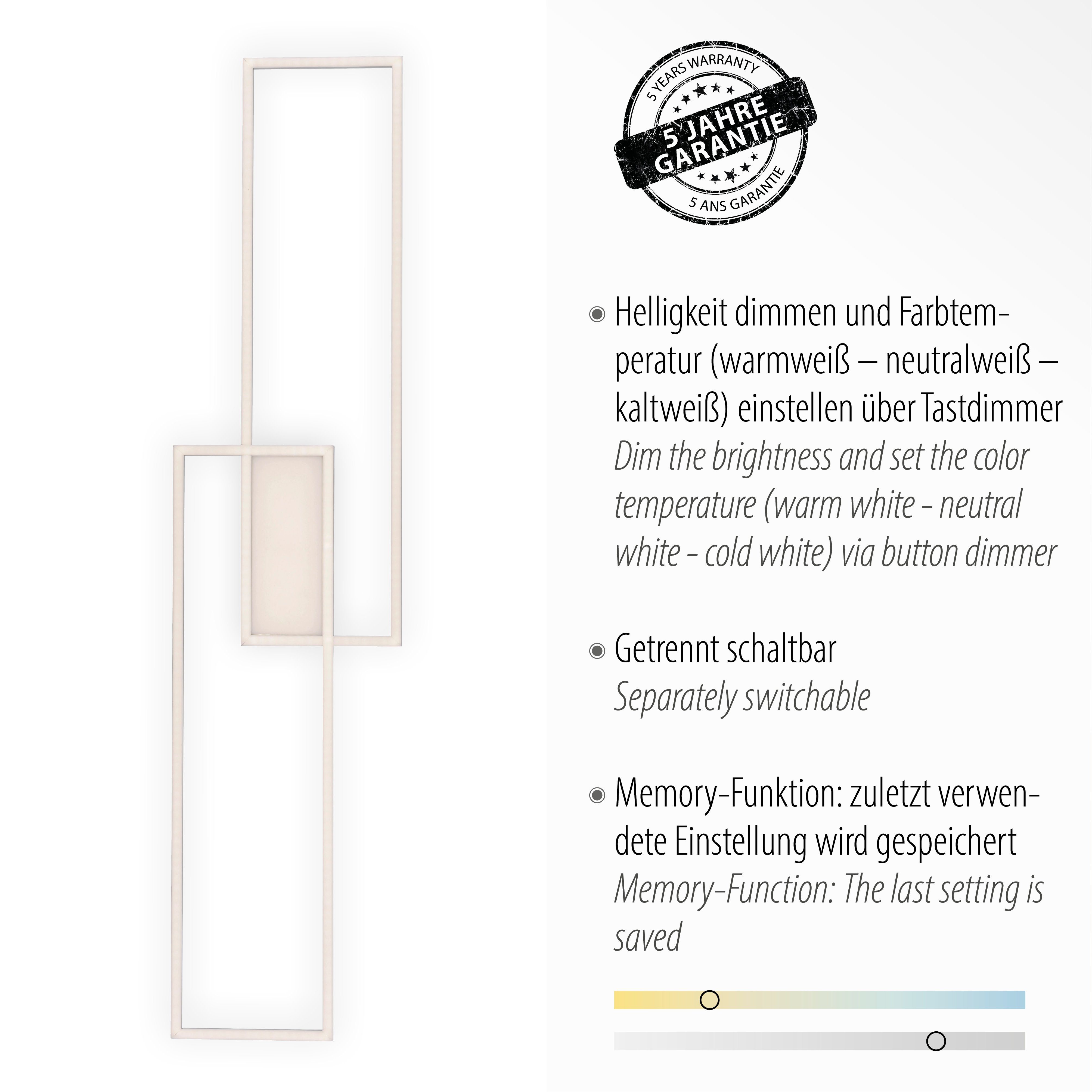 Serienschalter, Fernbedienung, LED - über CCT nach - kaltweiß, - warmweiß dimmbar Deckenleuchte Direkt Leuchten integriert, CCT Memory, Netz, Trennung über Memory Fernbedienung, Fernbedienung, ASMIN, dimmbar, fest vom über