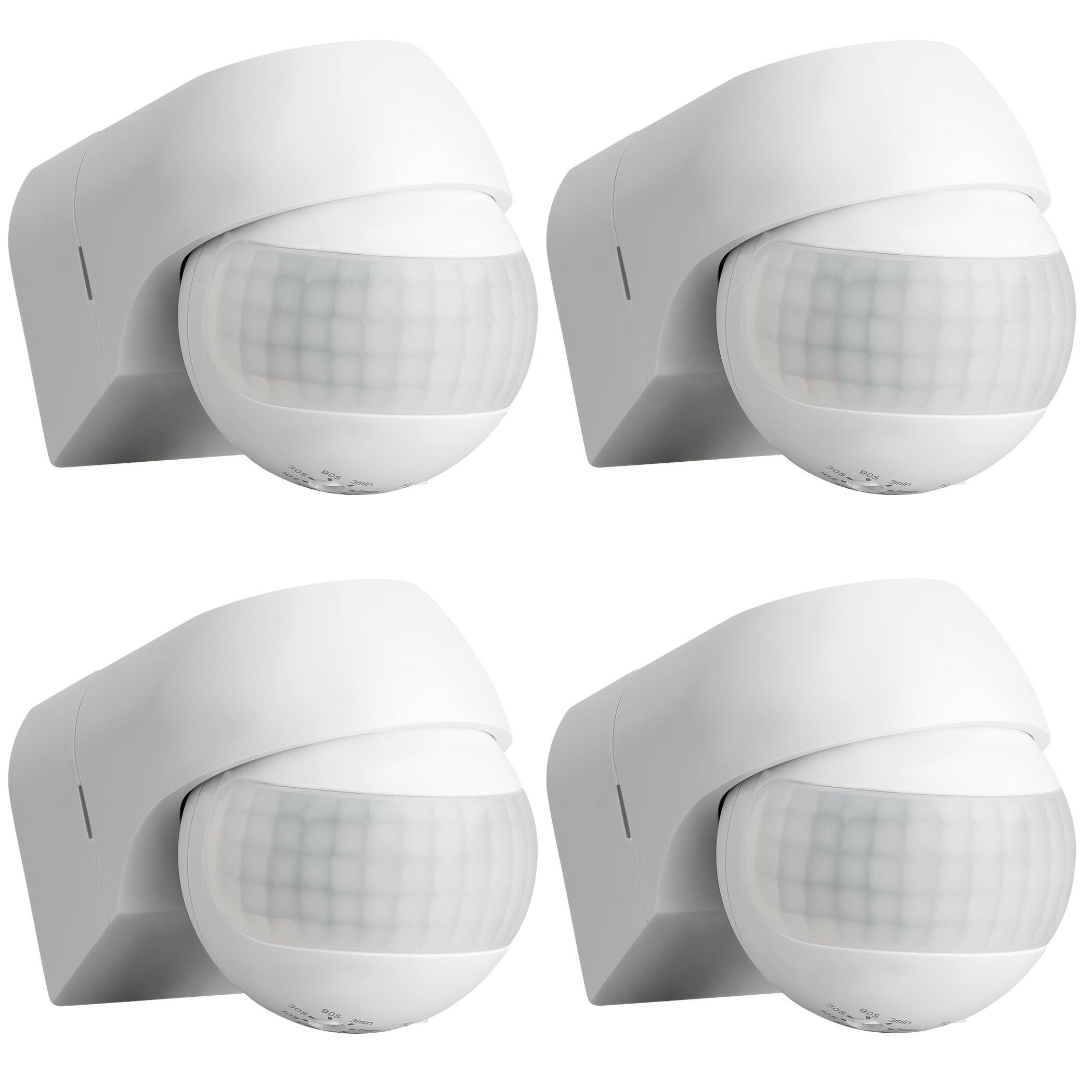Bewegungsmelder Bewegungsmelder Aussen IP44 Aufputz einstellbar LED geeignet - 4er Set