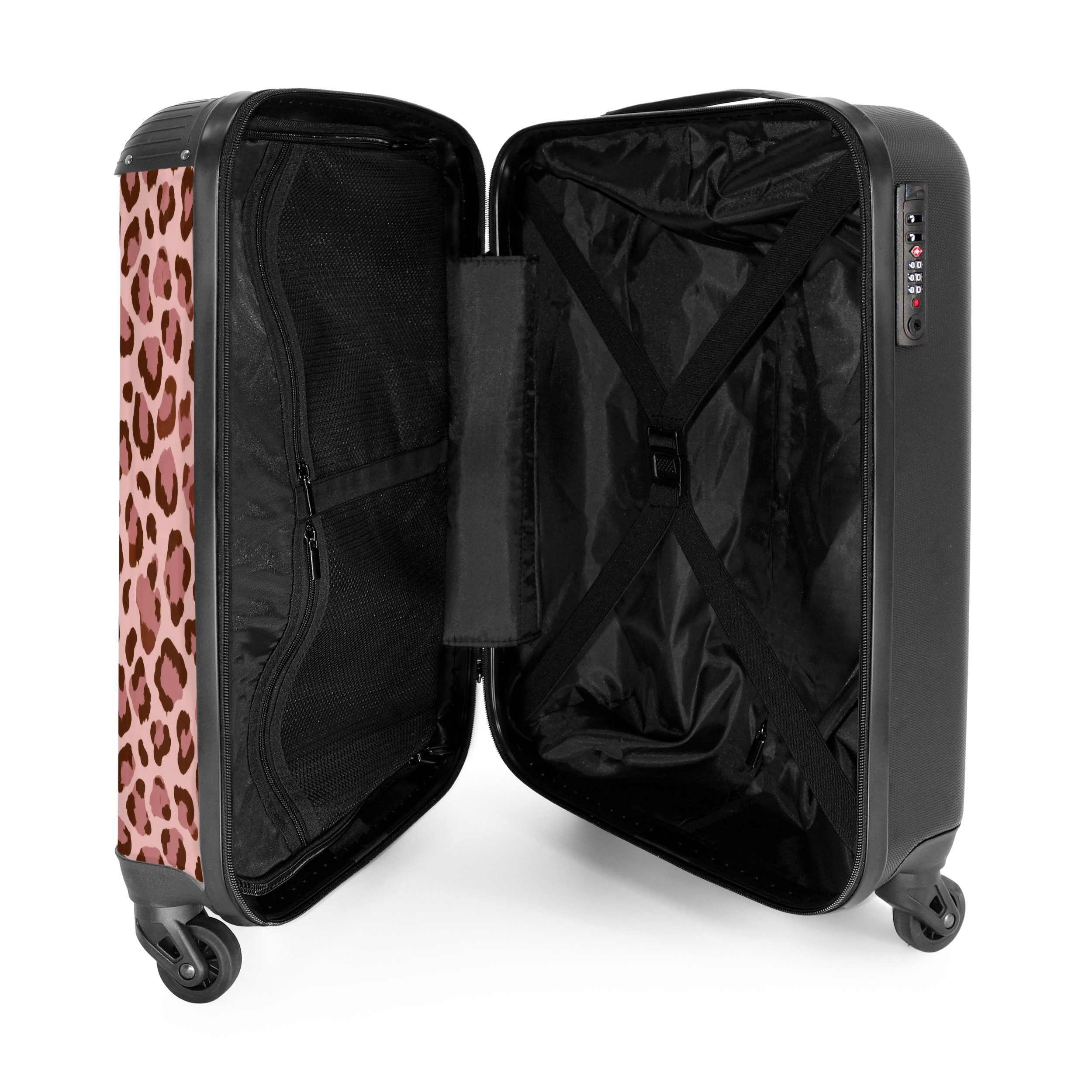NoBoringSuitcases.com© Hartschalen-Trolley Leopard - Muster - Rosa 55x35x20cm, Handgepäck Koffer & Trolleys, Luggage, Reisekoffer Frauen – Bild 3 von 5