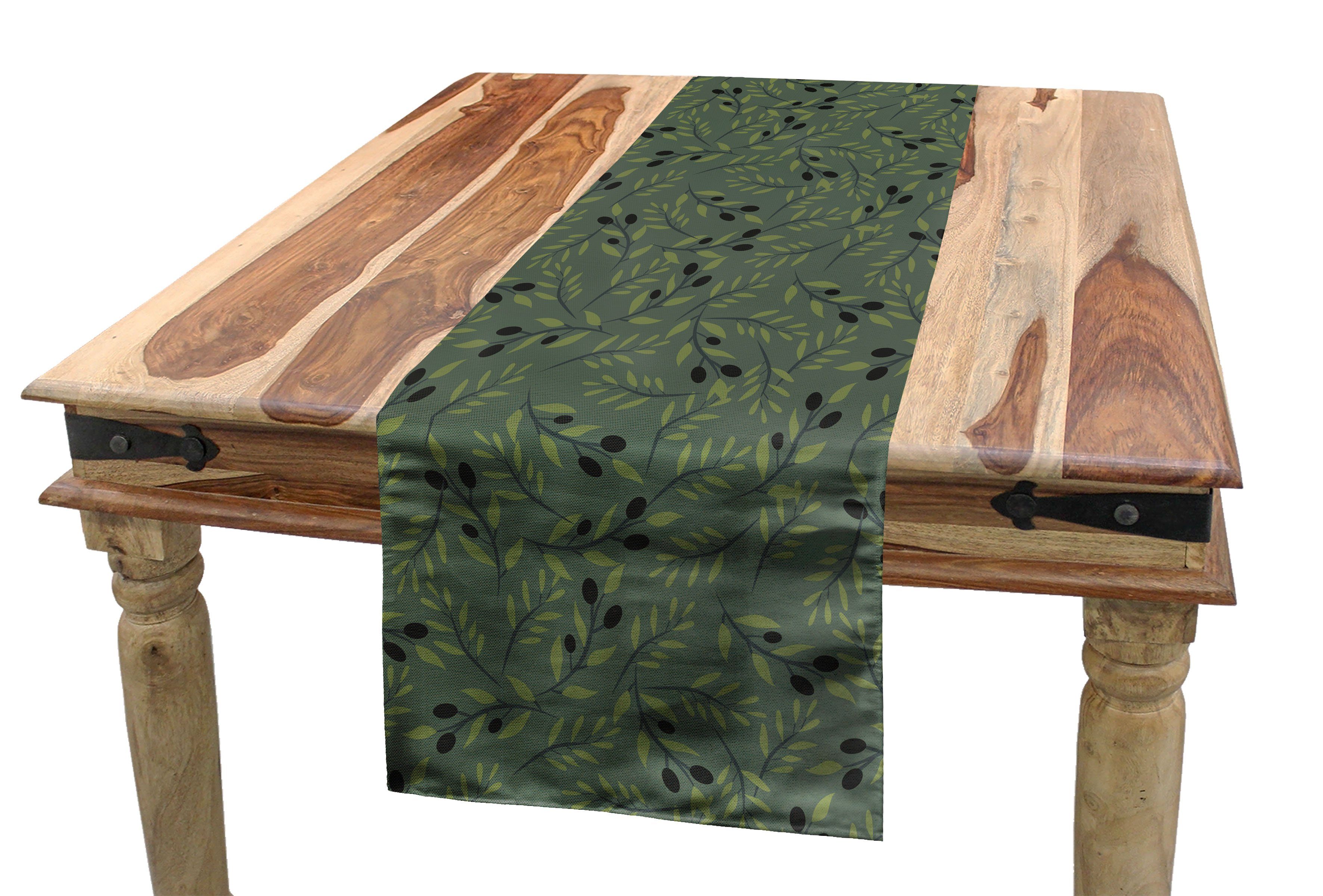 Abakuhaus Tischläufer Esszimmer Küche Rechteckiger Dekorativer Tischläufer, Olive Pastellton Zweige Blätter | Tischläufer