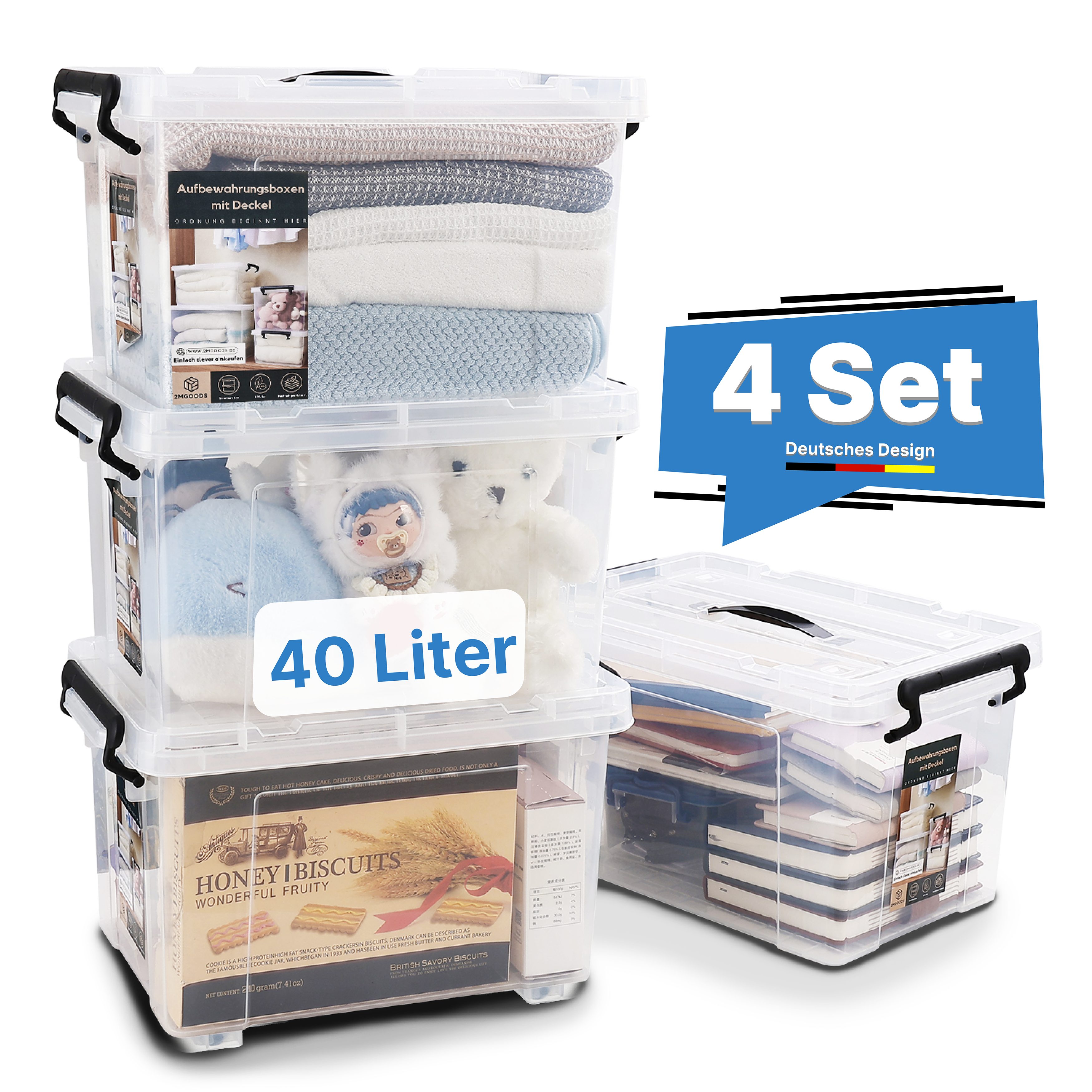 2mGoods Aufbewahrungsbox große Plastikboxen mit Deckel günstig online kaufen