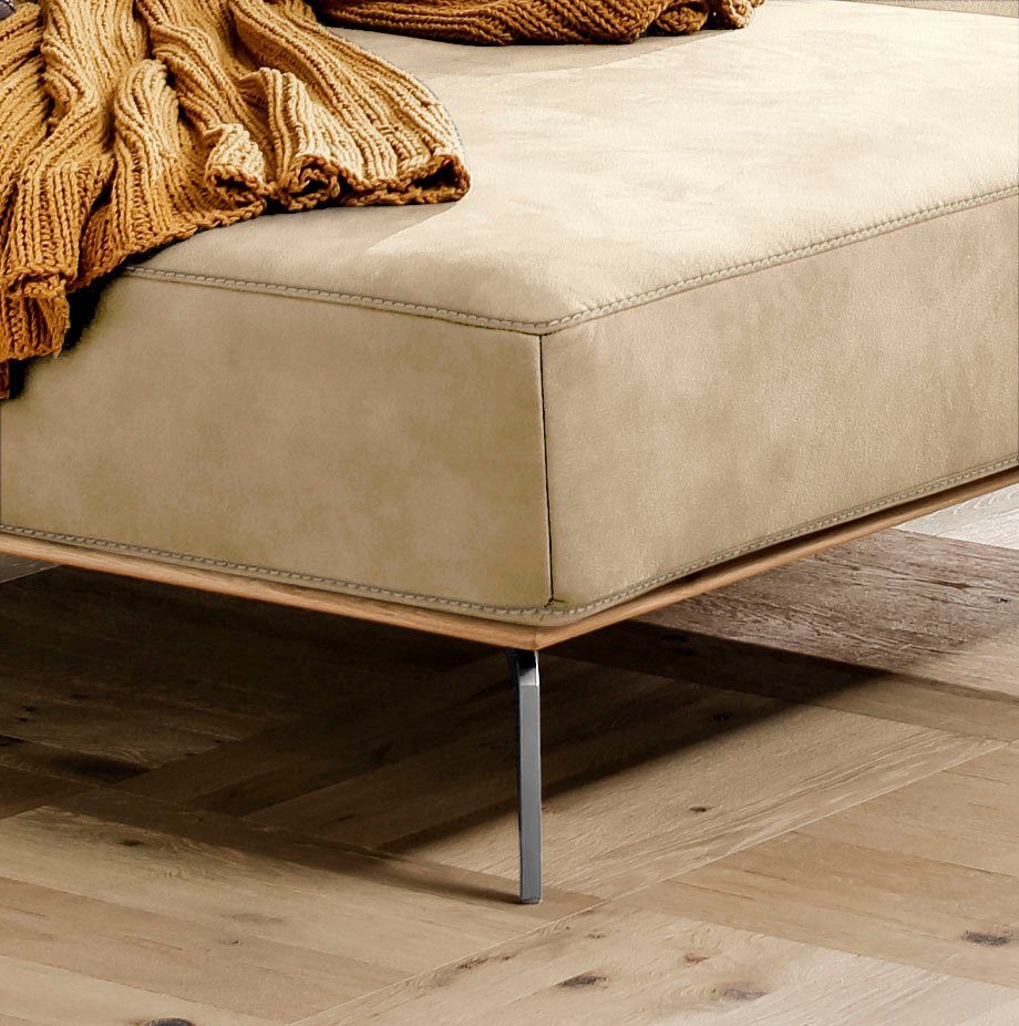 mit Chrom Füße in W.SCHILLIG run, Ecksofa elegantem Breite 279 glänzend, cm Holzsockel,