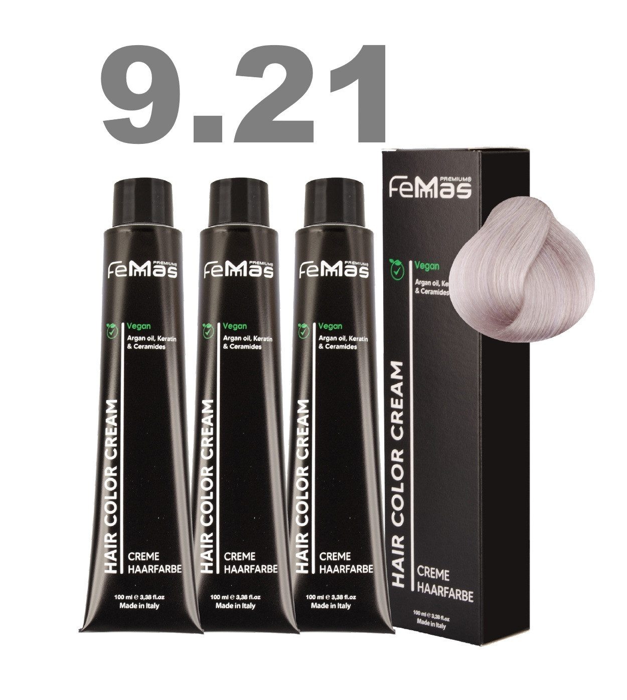 Femmas Premium Haarfarbe FemMas professionelle Haarfarbe mit Arganöl 3 x 100 ml