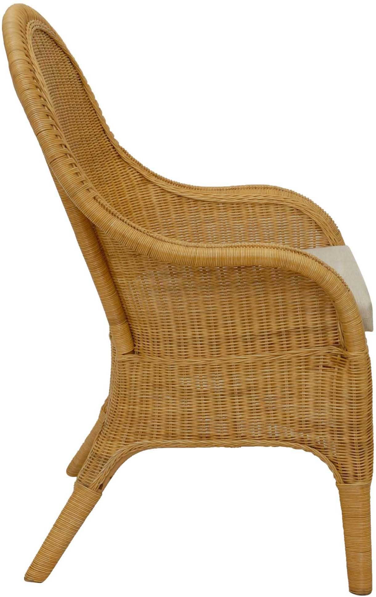 Krines Home Rattanstuhl Rattansessel hohe Rückenlehne Rattan Esszimmerstuhl Breite Armlehnen, Breite Armlehnen