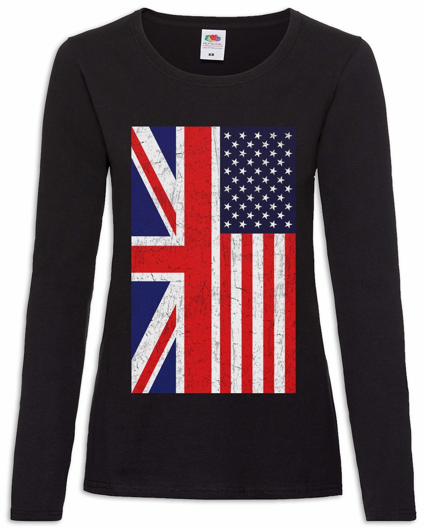 Urban Backwoods Langarmshirt Great Britain USA Flag Damen Langarmshirt America Amerika US United (1-tlg) States Engalnd Britain British