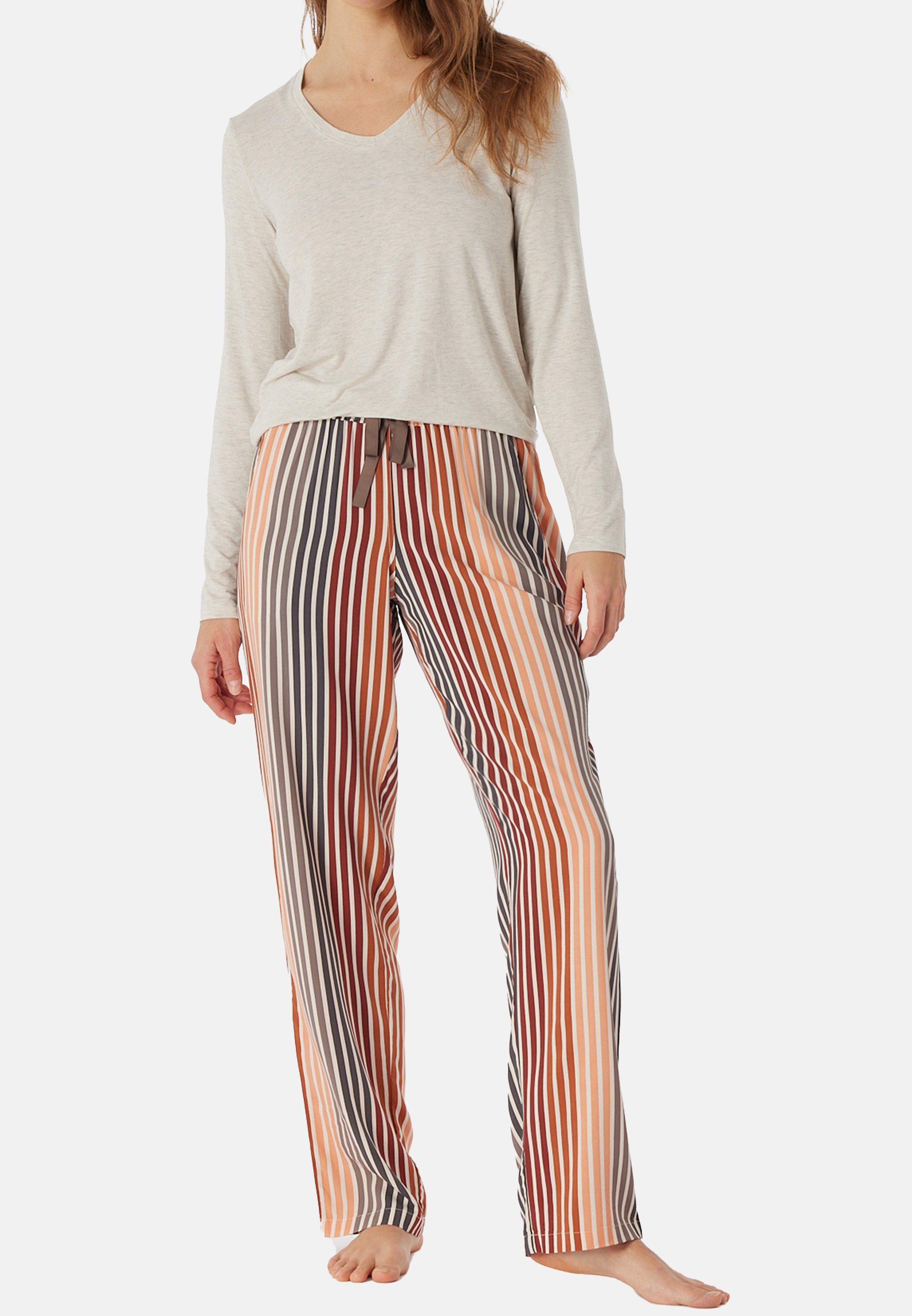 Web Schlafanzug Moderne, Mix Hose Silhouette & - (1-tlg) gerade Mehrfarbig Relax Schlafhose Schiesser