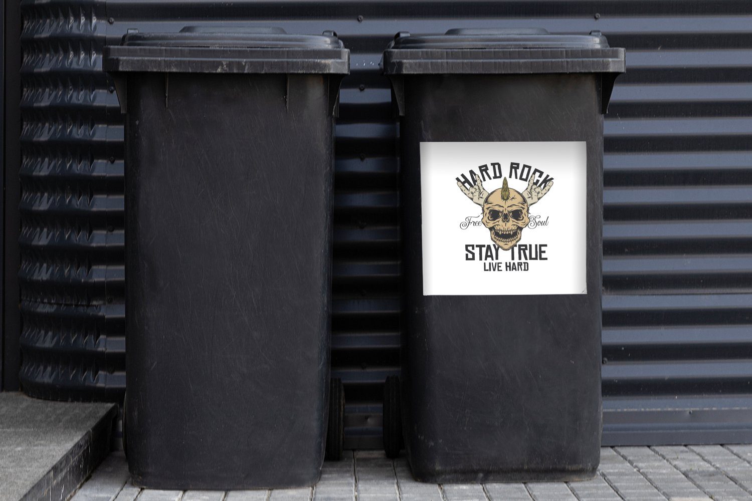 Sticker, MuchoWow Fels 'Harter Mülleimer-aufkleber, leben' Sprichwörter - St), bleibt Container, Mülltonne, Abfalbehälter - (1 treu, Wandsticker hart - Vintage