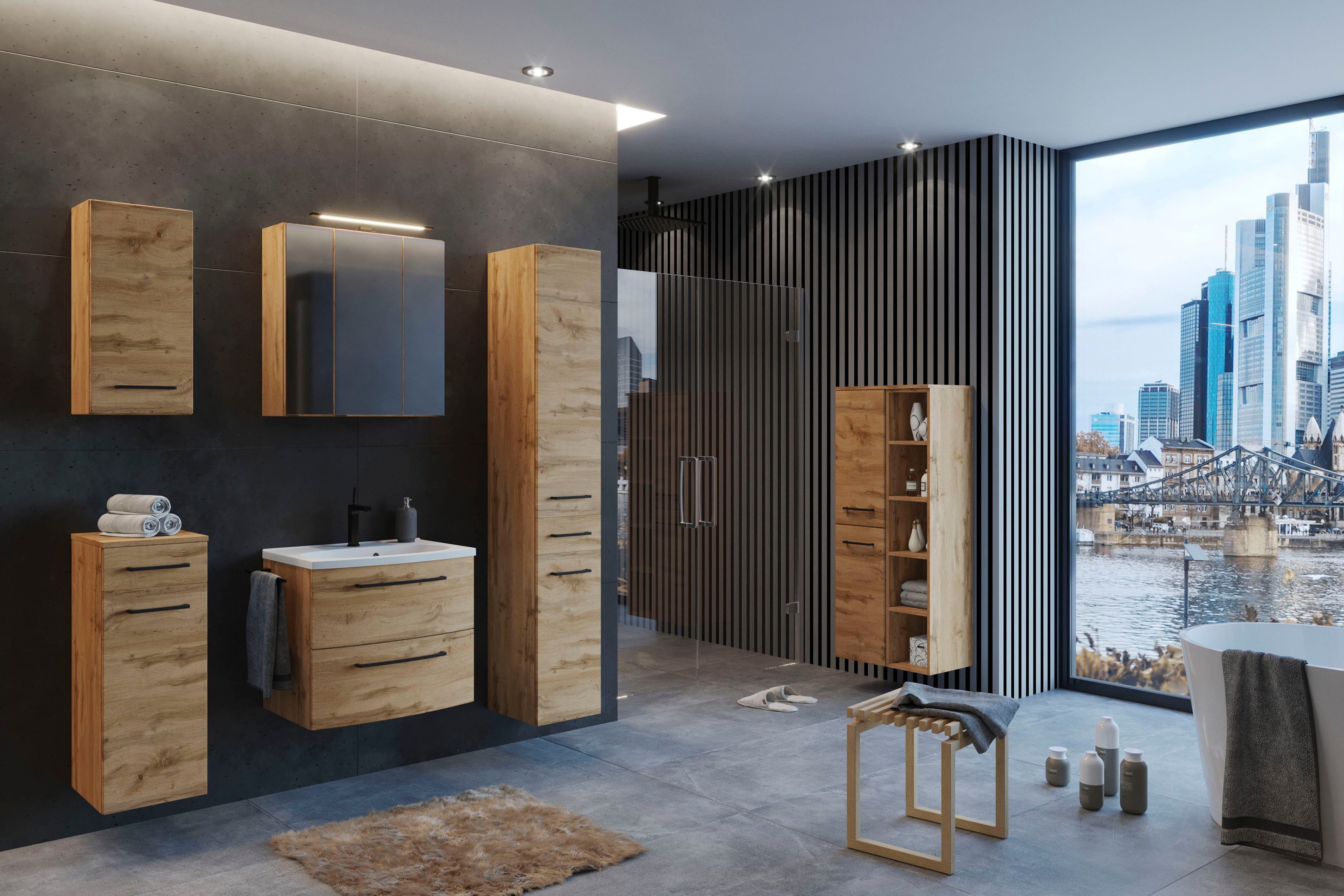welltime Seitenschrank Chicago Badmöbel, Schrank, Breite 30 cm, mit Softclose