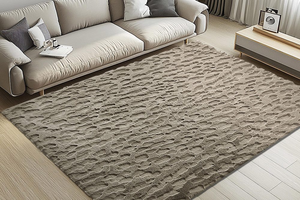 riess-ambiente Designteppich DUNE 230x160cm taupe - Polyester, Indoor, 3D-Effekt, flauschig, modern, rechteckig, Höhe: 36 mm, Hochflor-Teppich mit Hoch-Tief-Eff – Bild 4 von 5