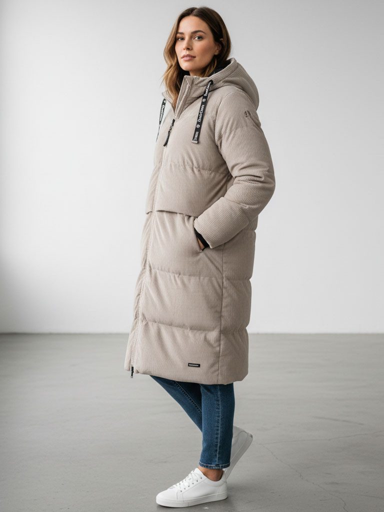 River Creek Wintermantel Damen Cordmantel mit angeschnittener Kapuze - Mant günstig online kaufen