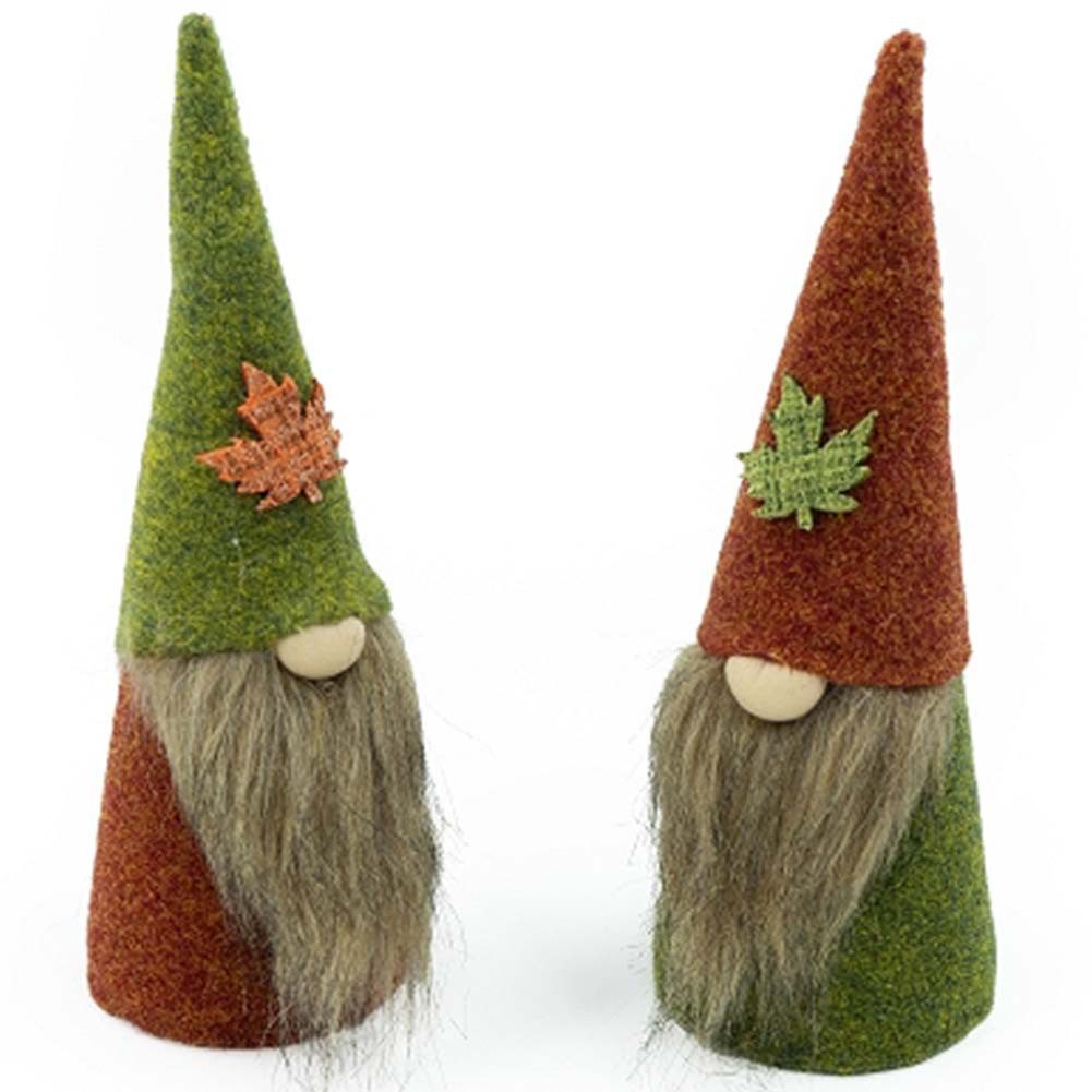 NOOR LIVING Dekofigur Wichtelfigur Wichtel Herbstwichtel "Maroni" Kantenhocker 2er Set (mit niedlicher Knubbelnase, Wohnzimmer Deko), Kleine Wichtel, Herbstdeko
