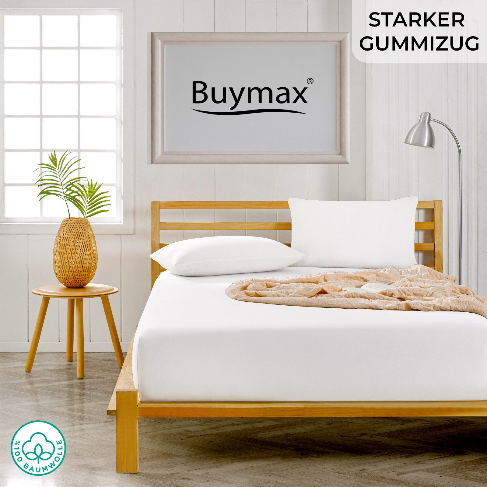 Buymax Spannbettlaken Topper, Spannbetttuch für Topper bis 12 cm Höhe, 100% Baumwolle Jersey, Jersey, Gummizug: Rundumgummi, (1 Stück), Pflegeleicht und Atmungs – Bild 2 von 5