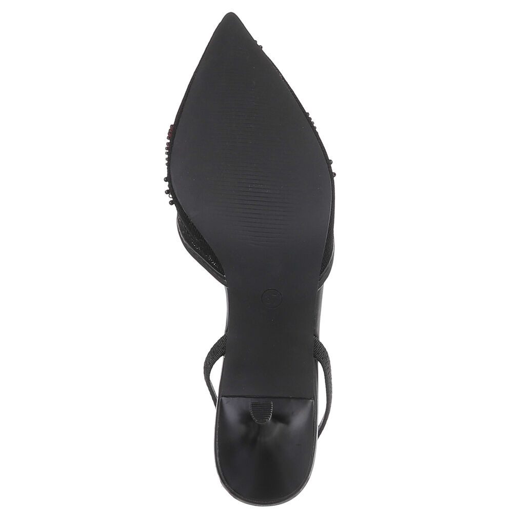 Ital-Design Damen Slingback-Pumps mit Perlenstickerei & High Heel Schnürpumps (92214499) Pfennig-/Stilettoabsatz Pumps in Schwarz