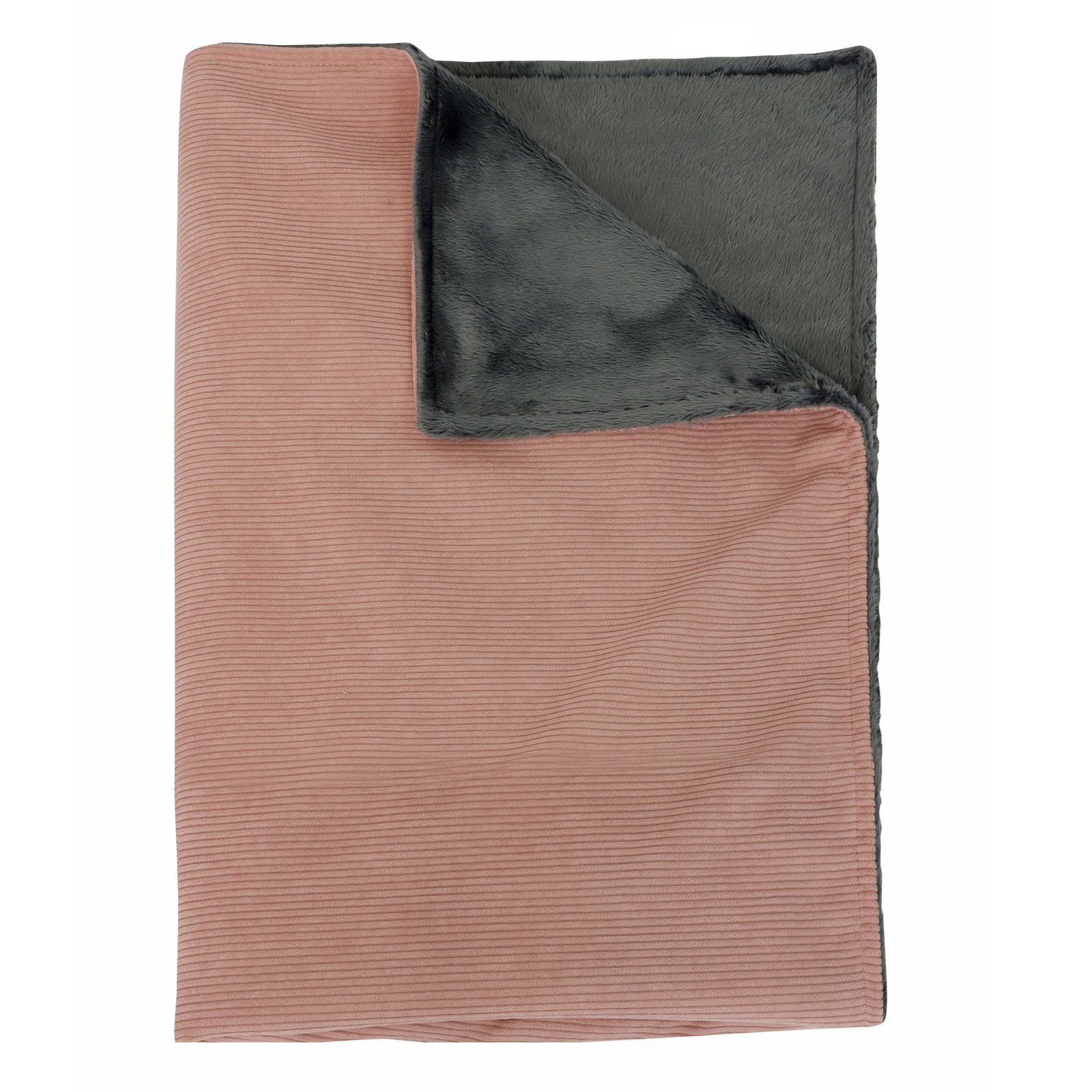 Wohndecke Ella, Herlag, Kord-Fleece-Kombination, Waschbar, ca. 150x130cm, Rosa