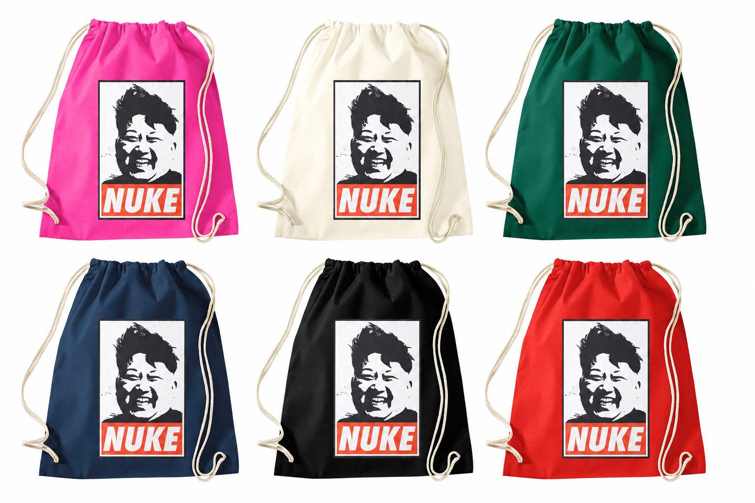 Blondie & Brownie Turnbeutel Nuke Beutel Turnbeutel Satire Portrait Print Statement Fan Tasche (Einzelartikel, Einzelartikel), Nuke Beutel Satire Print Statement Turnbeutel