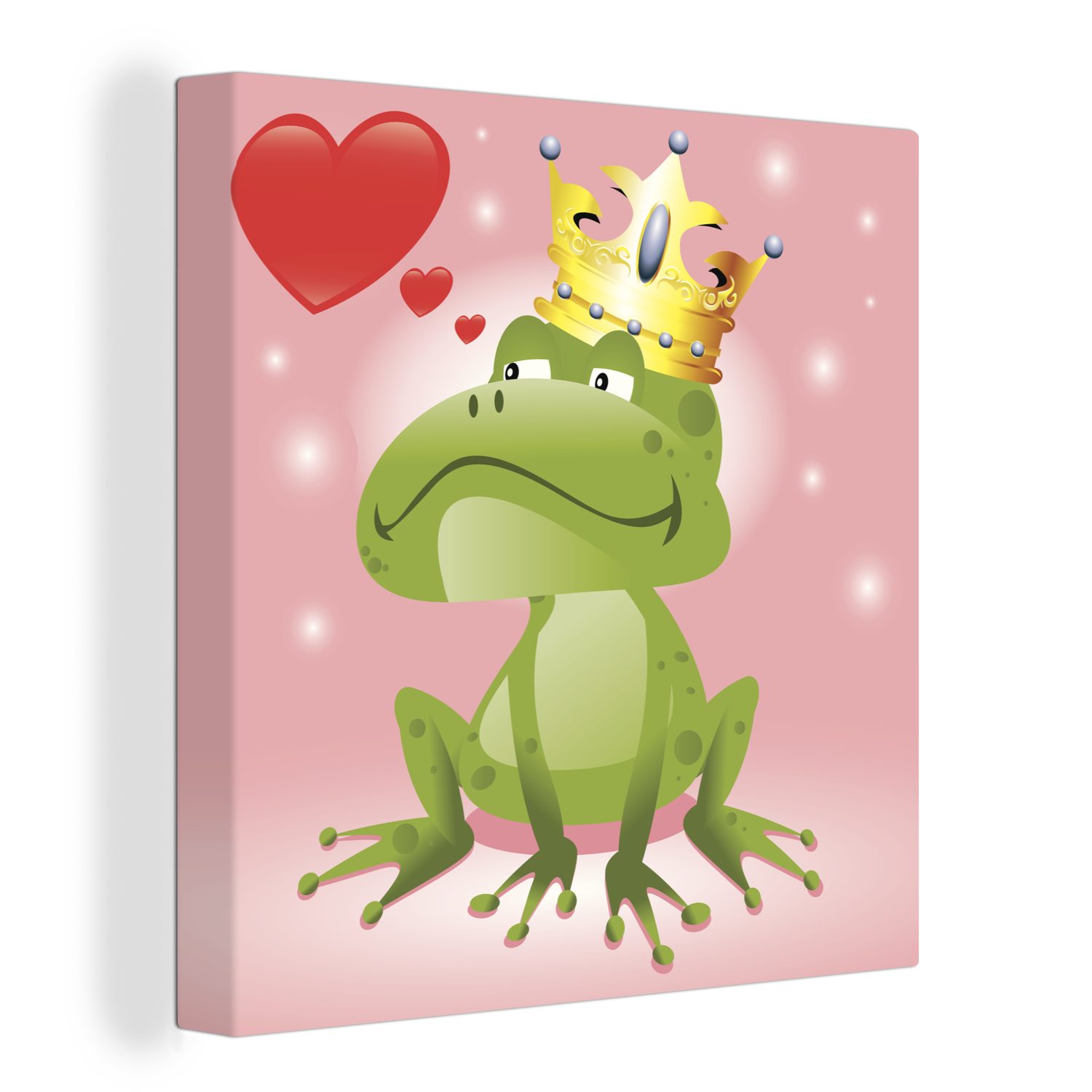 OneMillionCanvasses® Leinwandbild Eine Illustration eines Frosches mit einer Krone, (1 St), Leinwand Bilder für Wohnzimmer Schlafzimmer