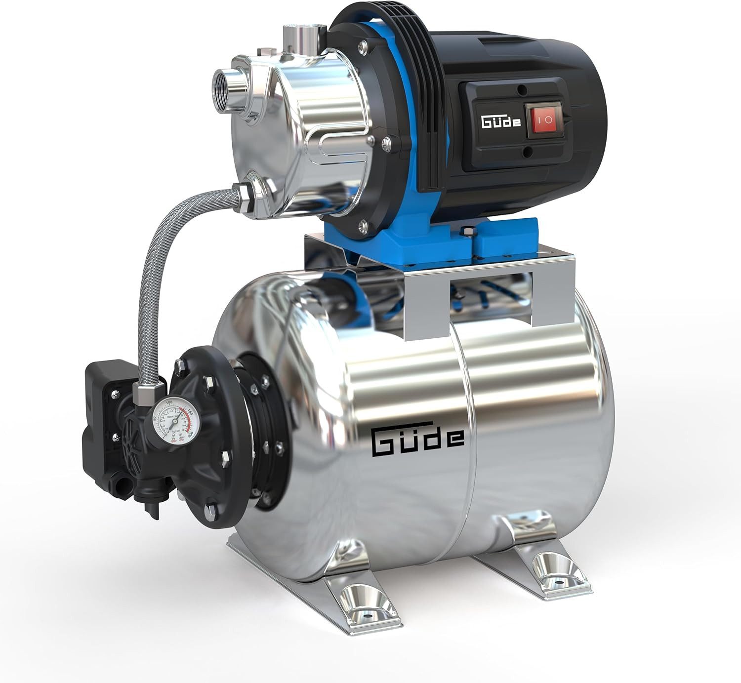 Güde Akku-Gartenpumpe Hauswasserwerk HWW 1000 ES (1000 W, Kessel 20 l, 3600 l/h, Filter