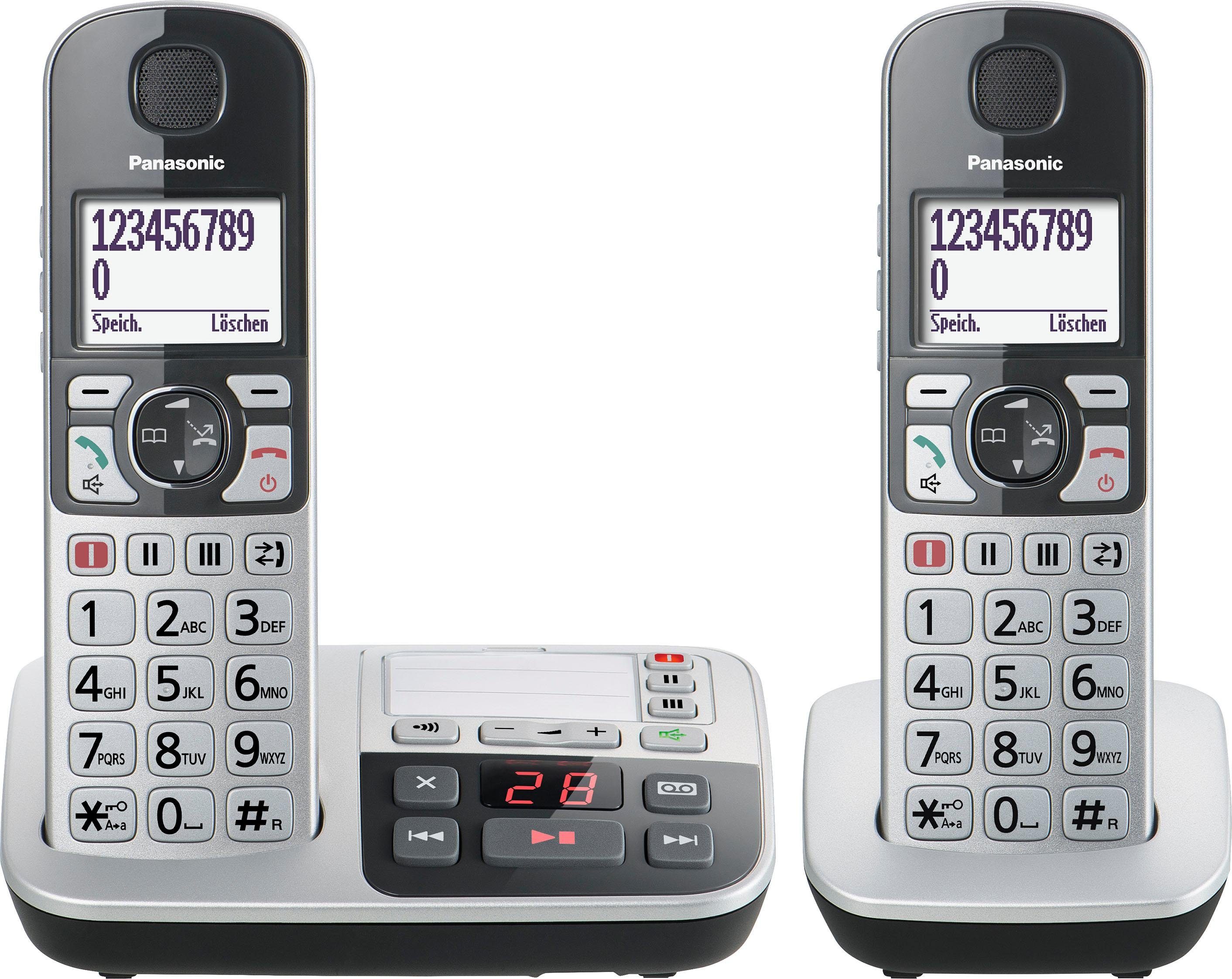 Panasonic KX-TGE522 Seniorentelefon (Mobilteile: 2, inkl.  Anrufbeantworter), Integrierter Anrufbeantworter mit bis zu 40 Minuten  Aufzeichnungszeit