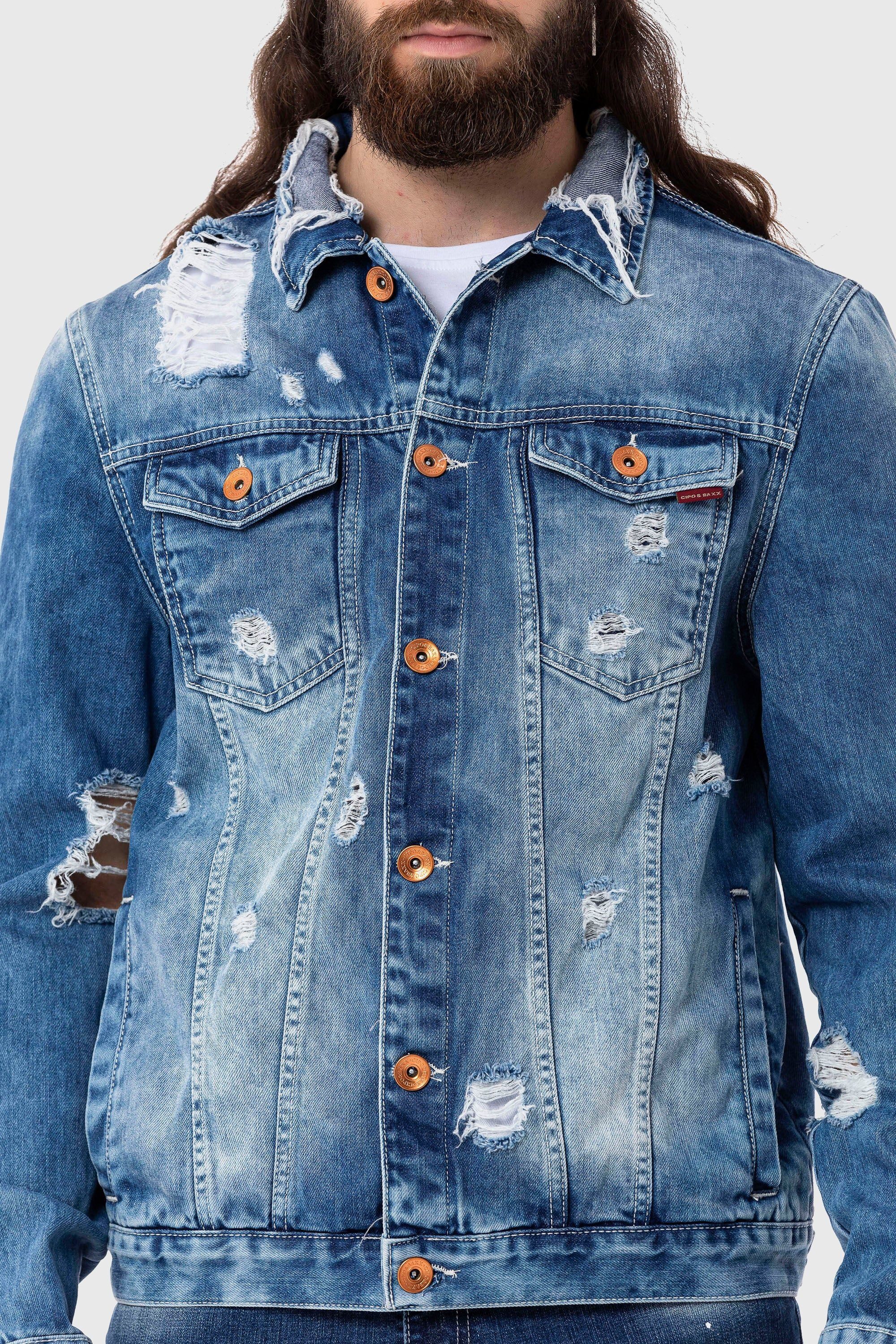 Cipo & Baxx Jeansjacke Jacke im destroyed Look