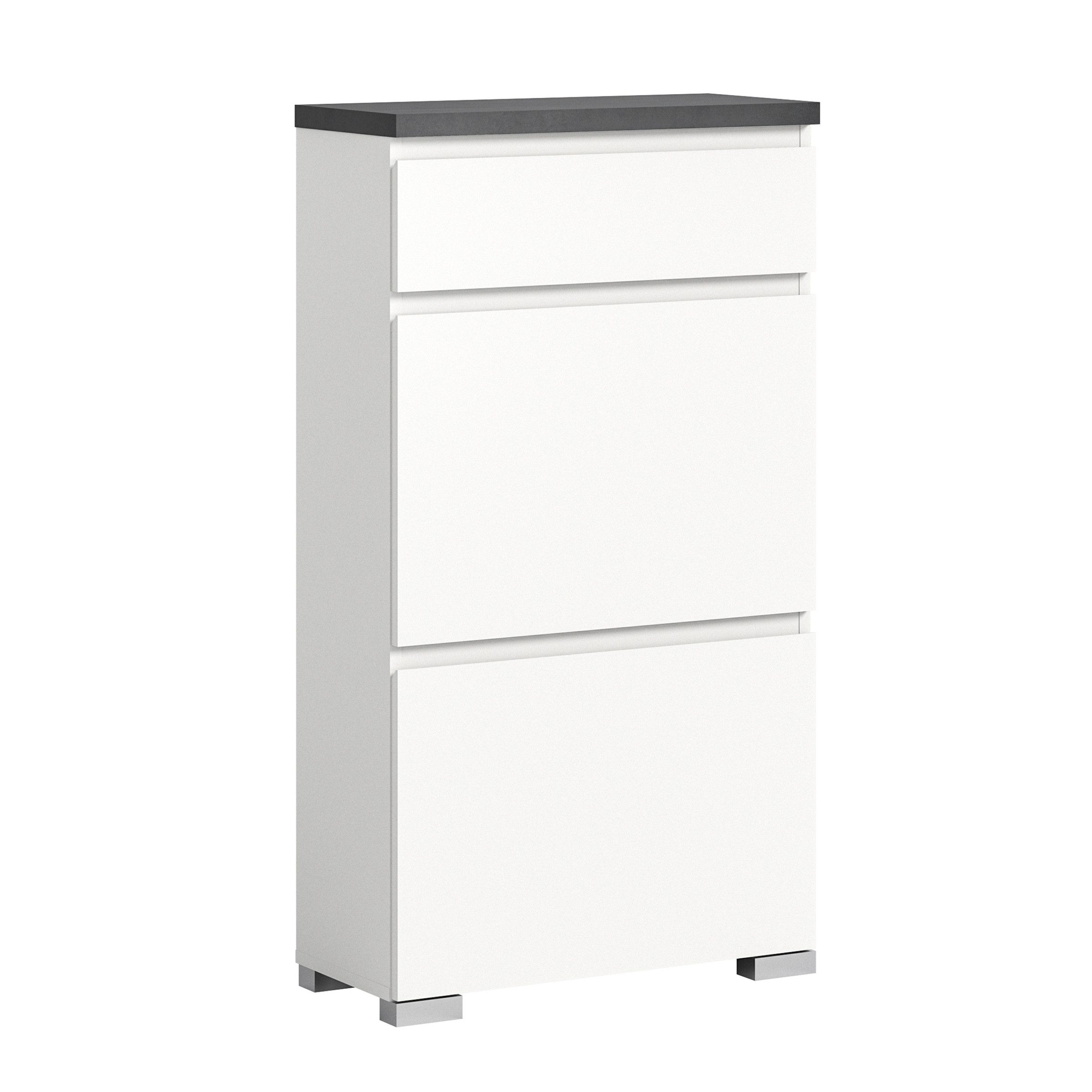 xonox.home Schuhschrank in Weiß - 60x109x27cm (BxHxT)